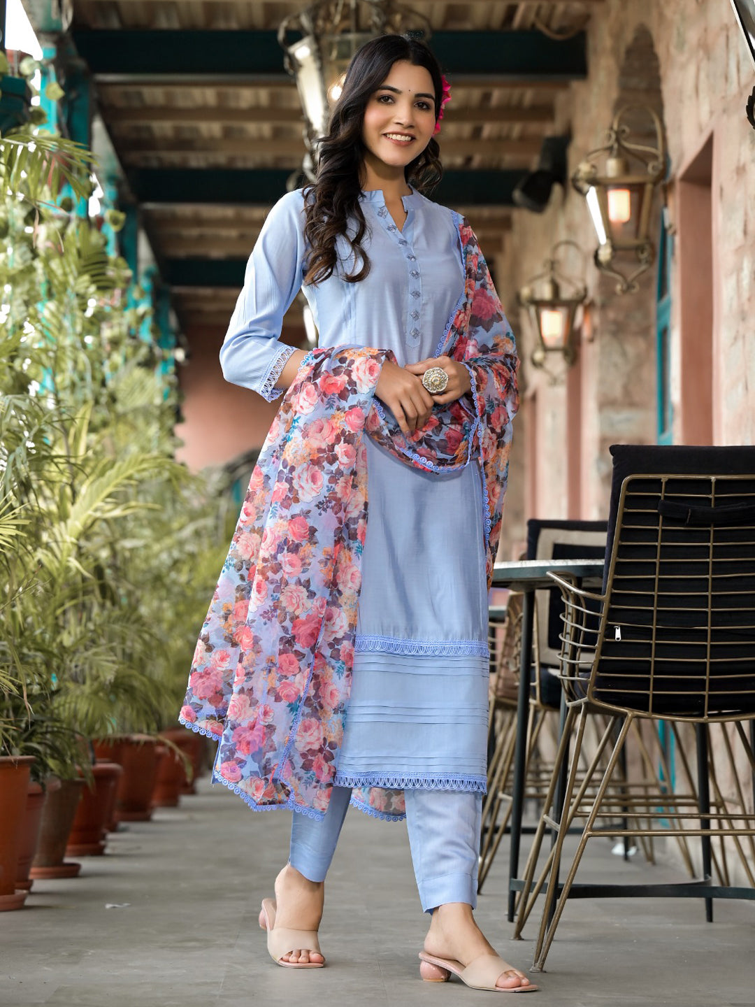 Elegant Blue Designer Pant Suit with Intricate Embroidery - Perfect for Weddings, Parties & Formal Events