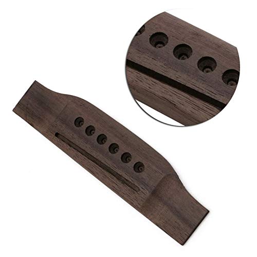 6 String Rosewood Saddle Thru Guitar Bridge for Acoustic & Folk Guitar - Premium Replacement Guitar Parts - Perfect for DIY Guitar Repair & Upgrades