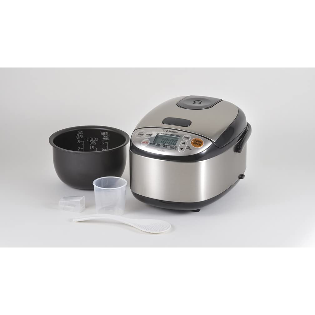 Zojirushi NS-LGC05XB 3-Cup Micom Rice Cooker & Warmer - Stainless Black | Perfect for Small Families, Dorm Rooms & Office Lunches