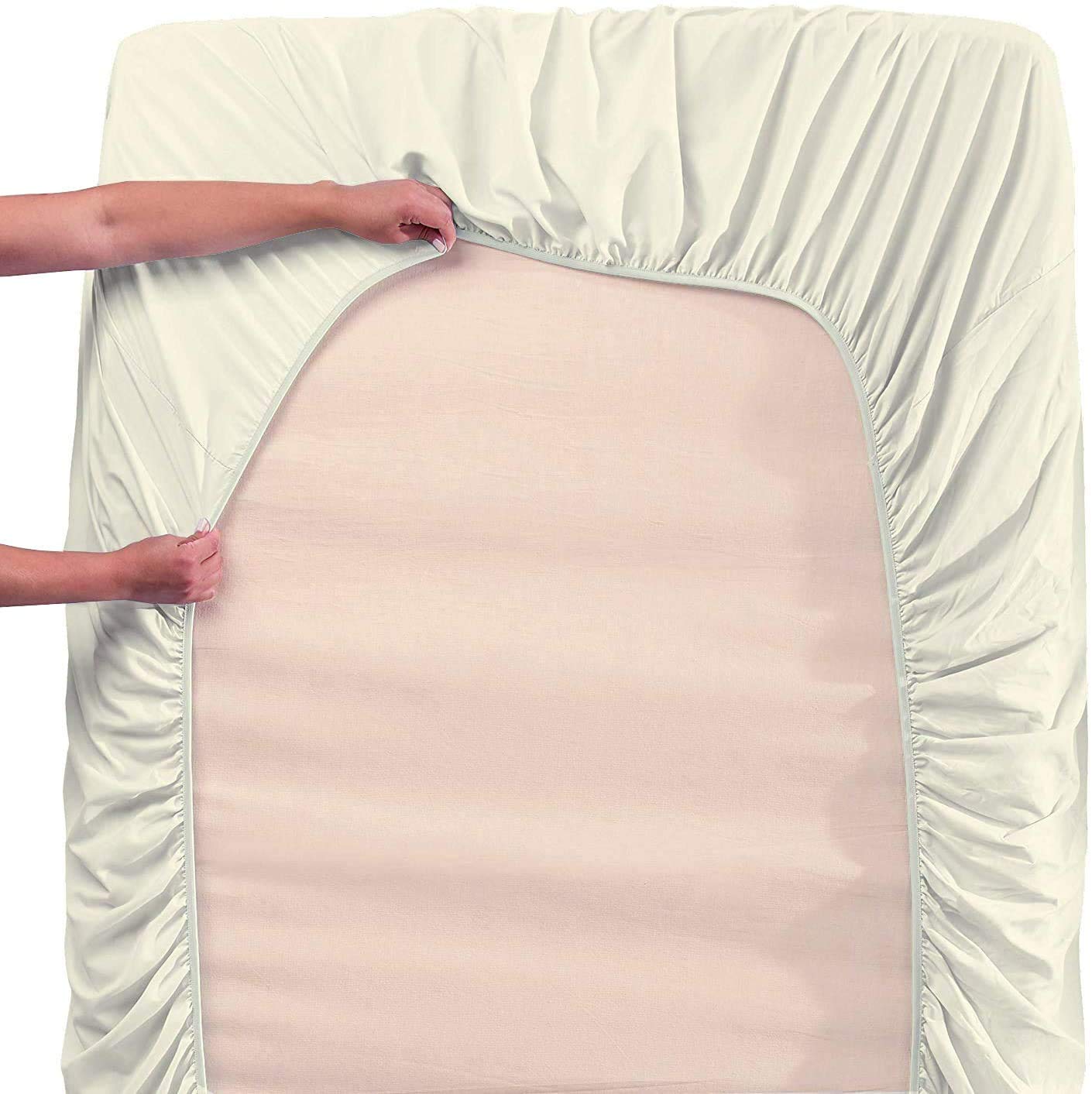 Premium 600 Thread Count 100% Egyptian Cotton Short Queen Sheet Set - 4 Piece Ultra Soft Deep Pocket Bedding Fits Mattress Up to 18