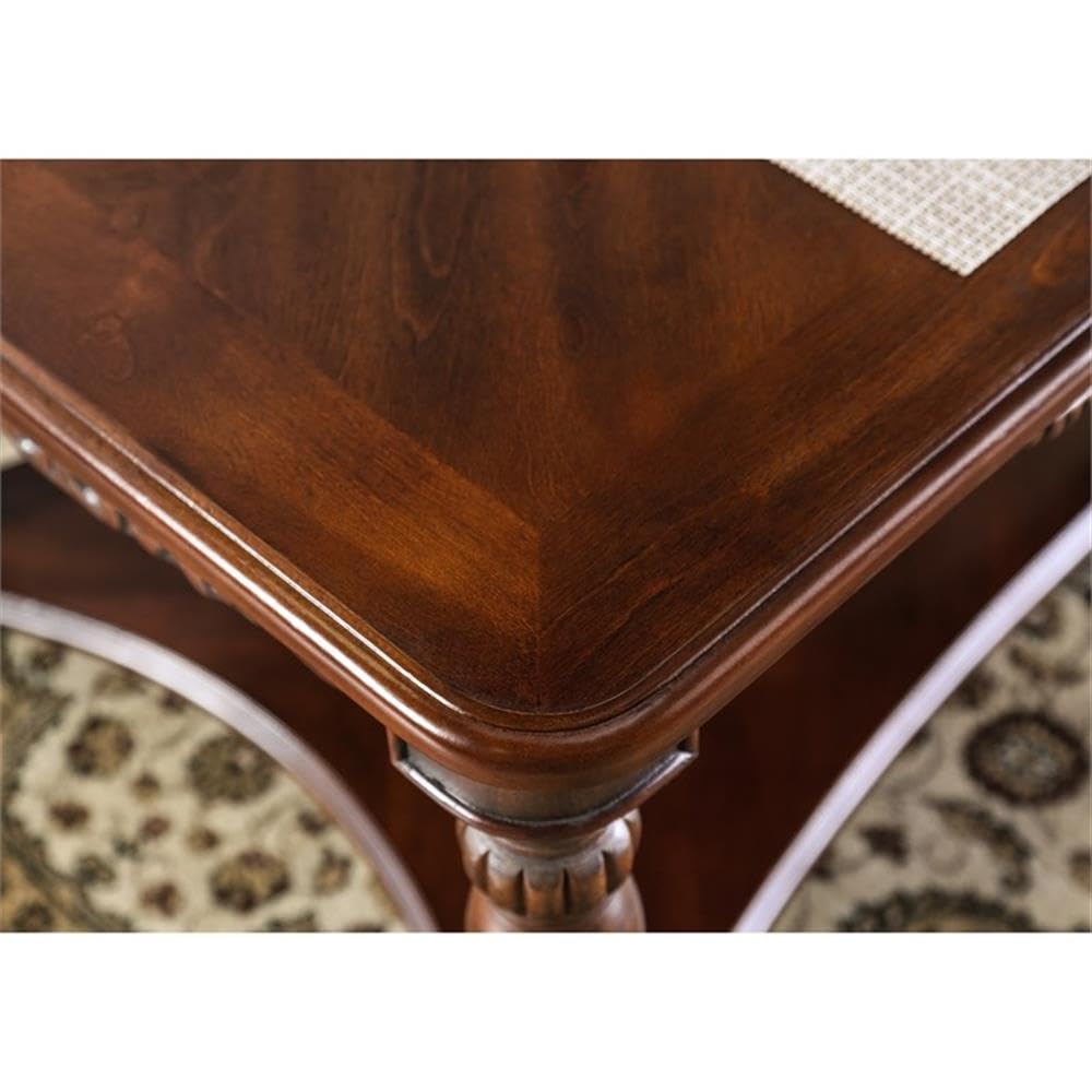 Furniture of America 3-Piece Trenton Dining Table Set with Chairs - Cherry Finish for Kitchen, Dining Room & Small Spaces