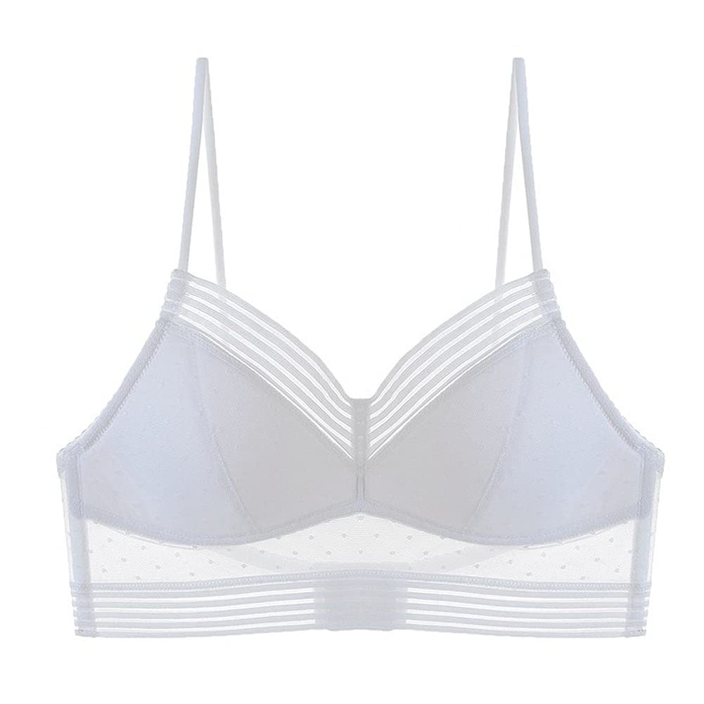 Sexy Backless Strapless Seamless Bra for Women - Plus Size Lace Bralette with Mesh & Dots Design - Comfortable Low Back Underwear for Daily Wear & Special Occasions (White, XXXL)