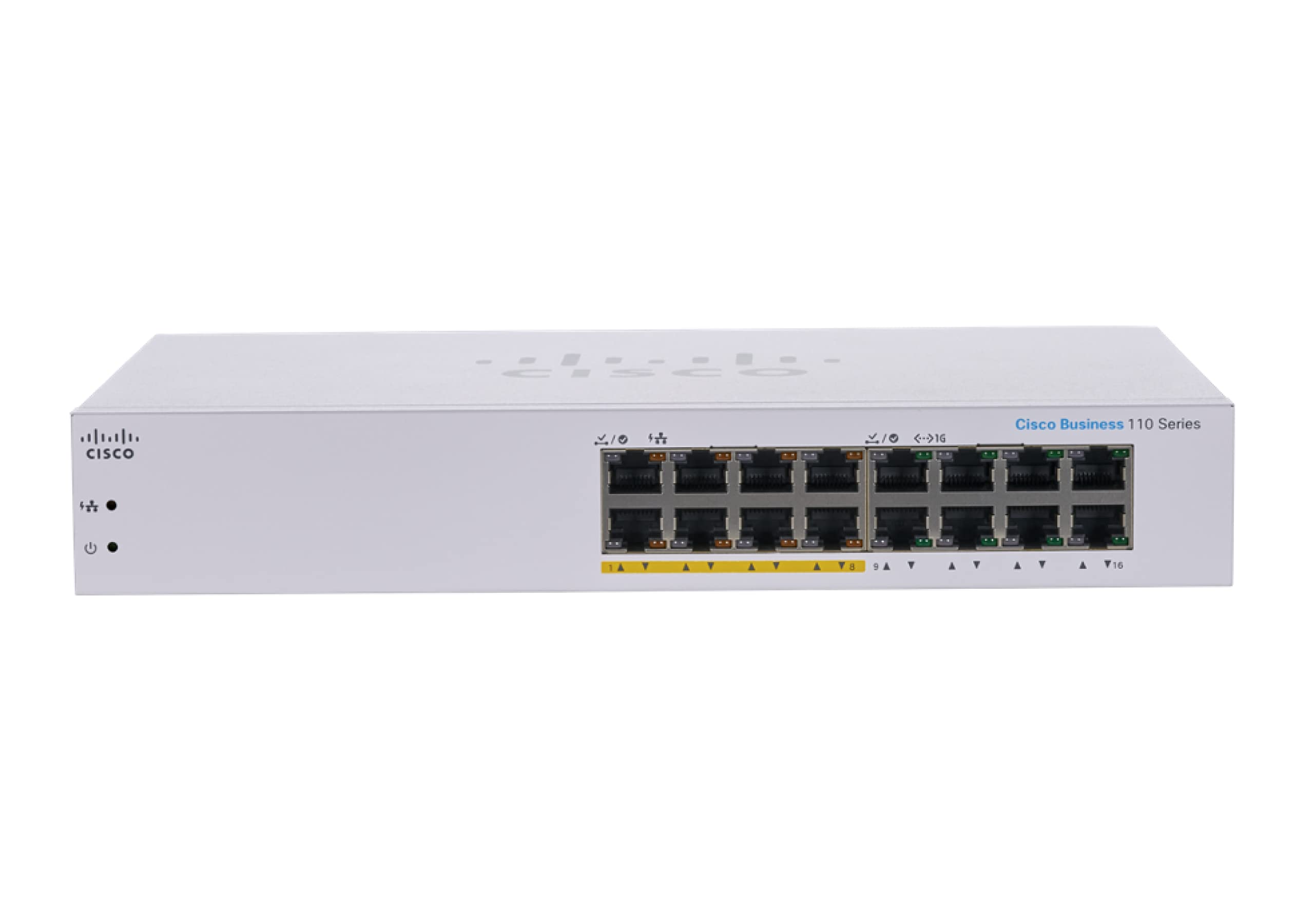 Cisco Business CBS110-16PP 16-Port Gigabit Ethernet Unmanaged Switch with Partial PoE & Limited Lifetime Protection - Ideal for Home Office, Small Business Networks & Smart Home Device Connectivity