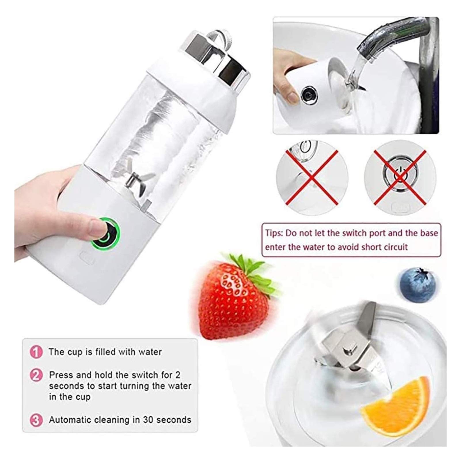 Portable Personal Blender with 6 Stainless Steel Blades - 550ml USB Rechargeable Smoothie Maker for Fruits, Vegetables & Protein Shakes | Perfect for Home, Gym, Office & Travel | Includes USB Charging Cable (Color: A)