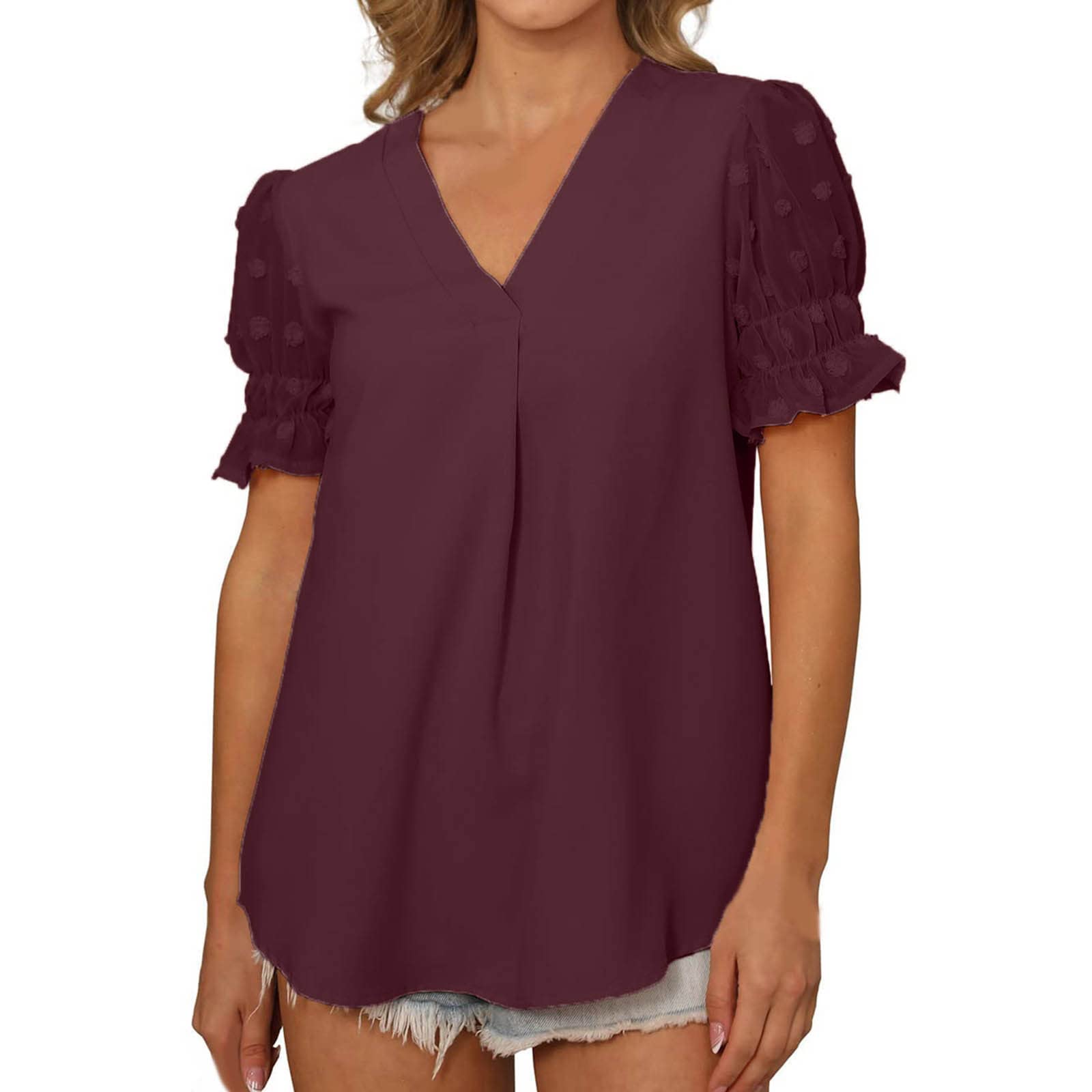 Women's Summer Tops - Fashion V-Neck Cute Tees & Trendy Blouses for Leggings | Casual Crewneck T-Shirts for Outfits, Work & Date Nights