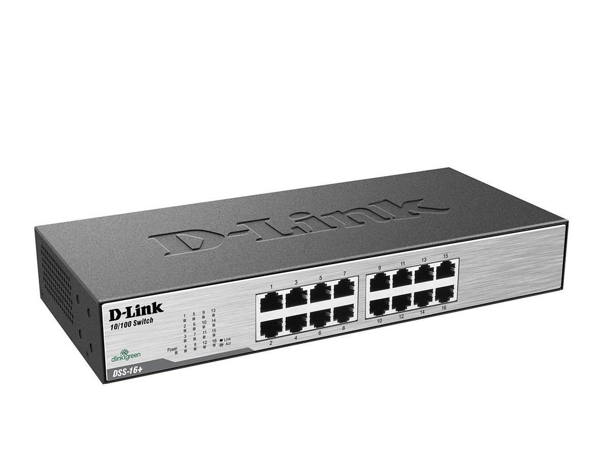 D-Link DSS-16+ 16-Port Fast Ethernet Unmanaged Switch - Plug & Play, Metal Housing, Energy Efficient (IEEE 802.3az) - Ideal for Home Office, Small Business & Rackmount Networking