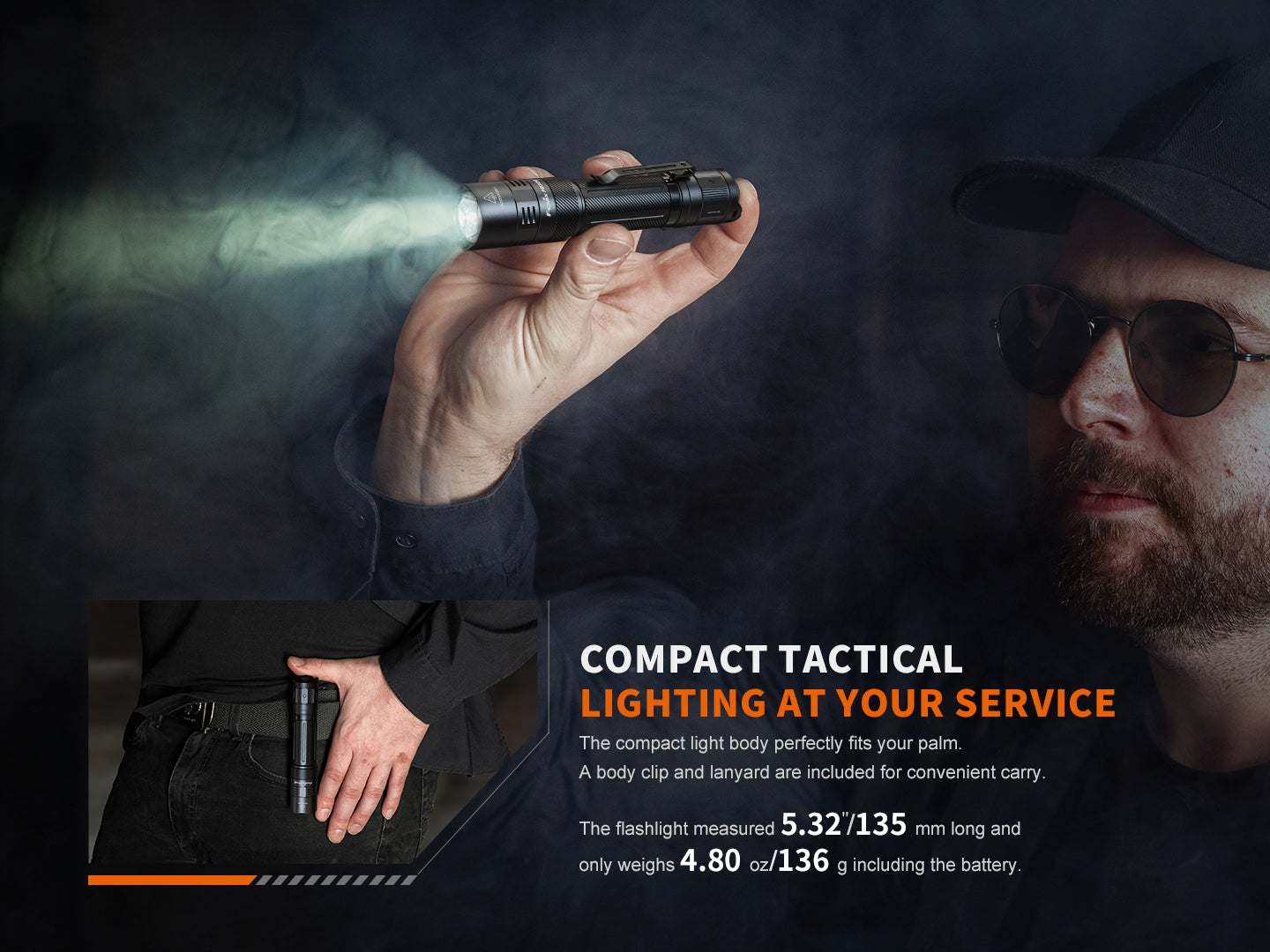 Fenix PD32R Rechargeable LED Flashlight with Silent Switch - 1000 Lumens, Compact & Powerful for Camping, Hiking, Emergency Use