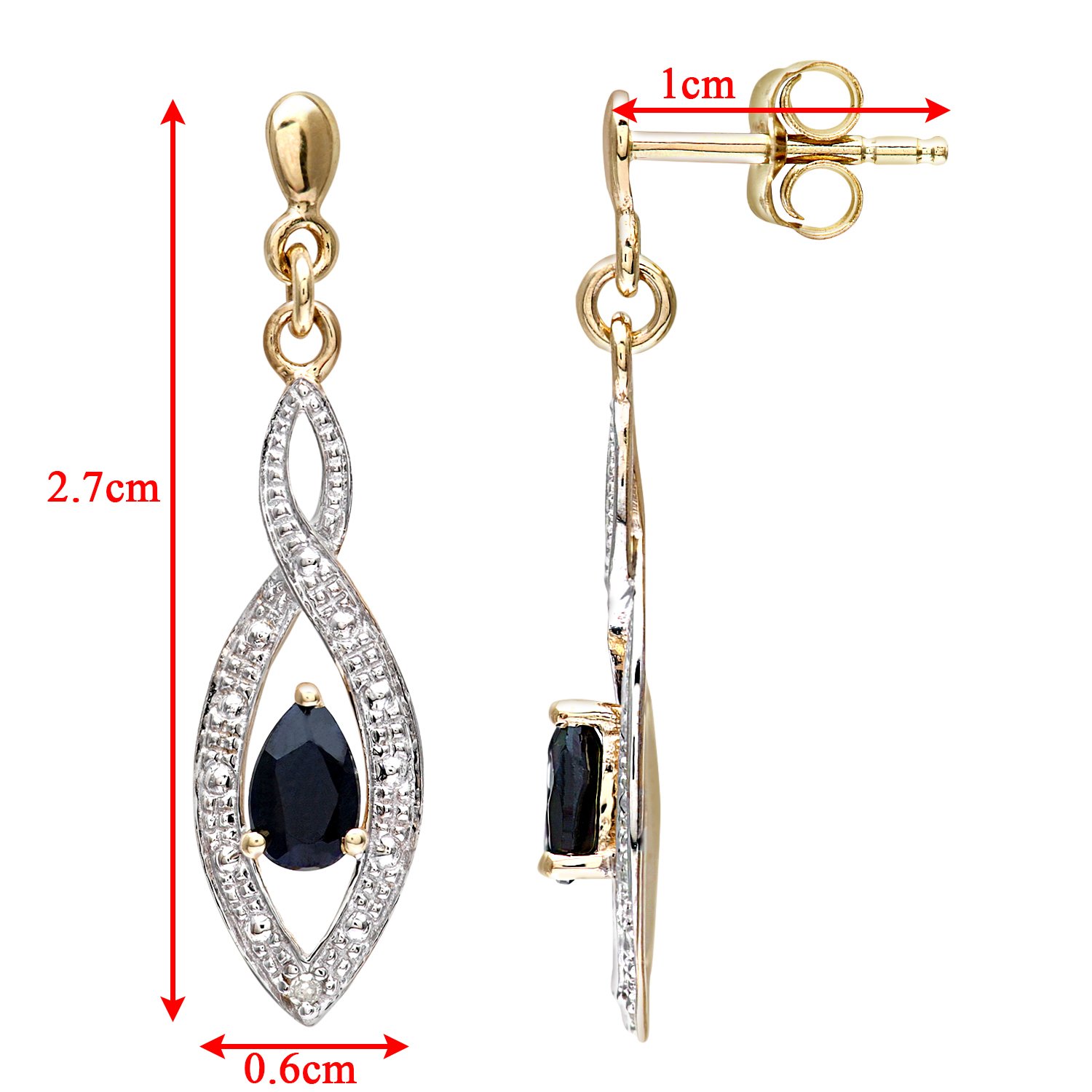 9ct Yellow Gold Diamond Twist Drop Earrings for Women – Elegant Dangle Earrings by Elegano – Perfect for Weddings, Parties & Special Occasions