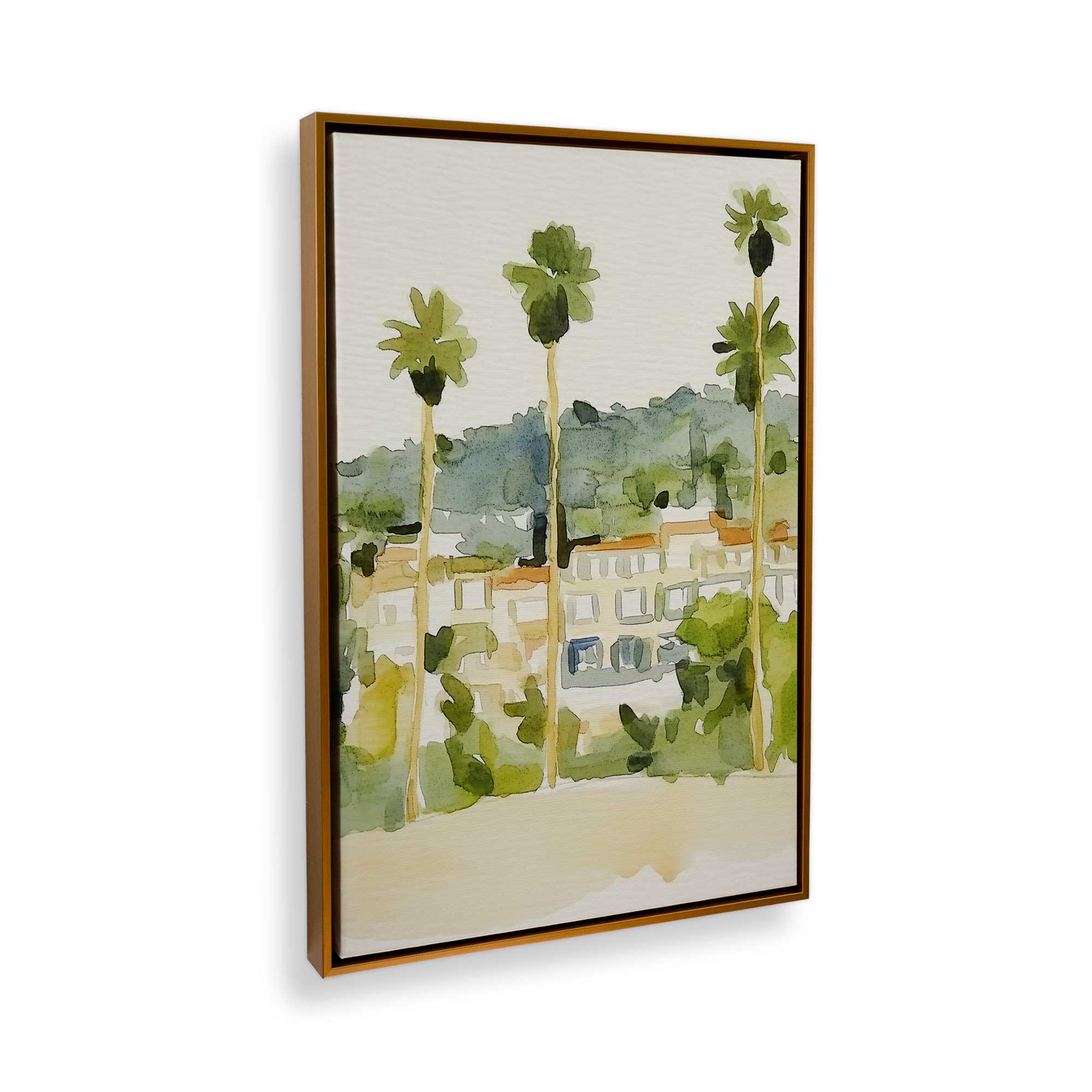 Desert Palms and Villas II Canvas Wall Art Print - Tropical Landscape Painting for Living Room, Bedroom & Office Decor