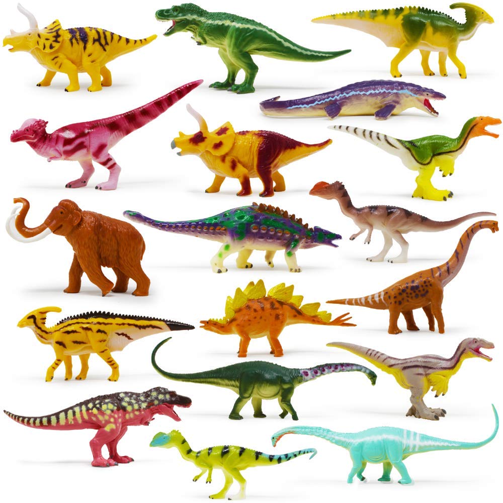 Boley 18-Piece 4 Inch Dinosaur Toy Set - Realistic Educational Dinosaur Figures for Kids - Includes Mammoth & Prehistoric Animals - STEM Learning Toys for Boys & Girls Ages 3+ - Perfect for Classroom, Birthday Party Favors & Imaginative Play