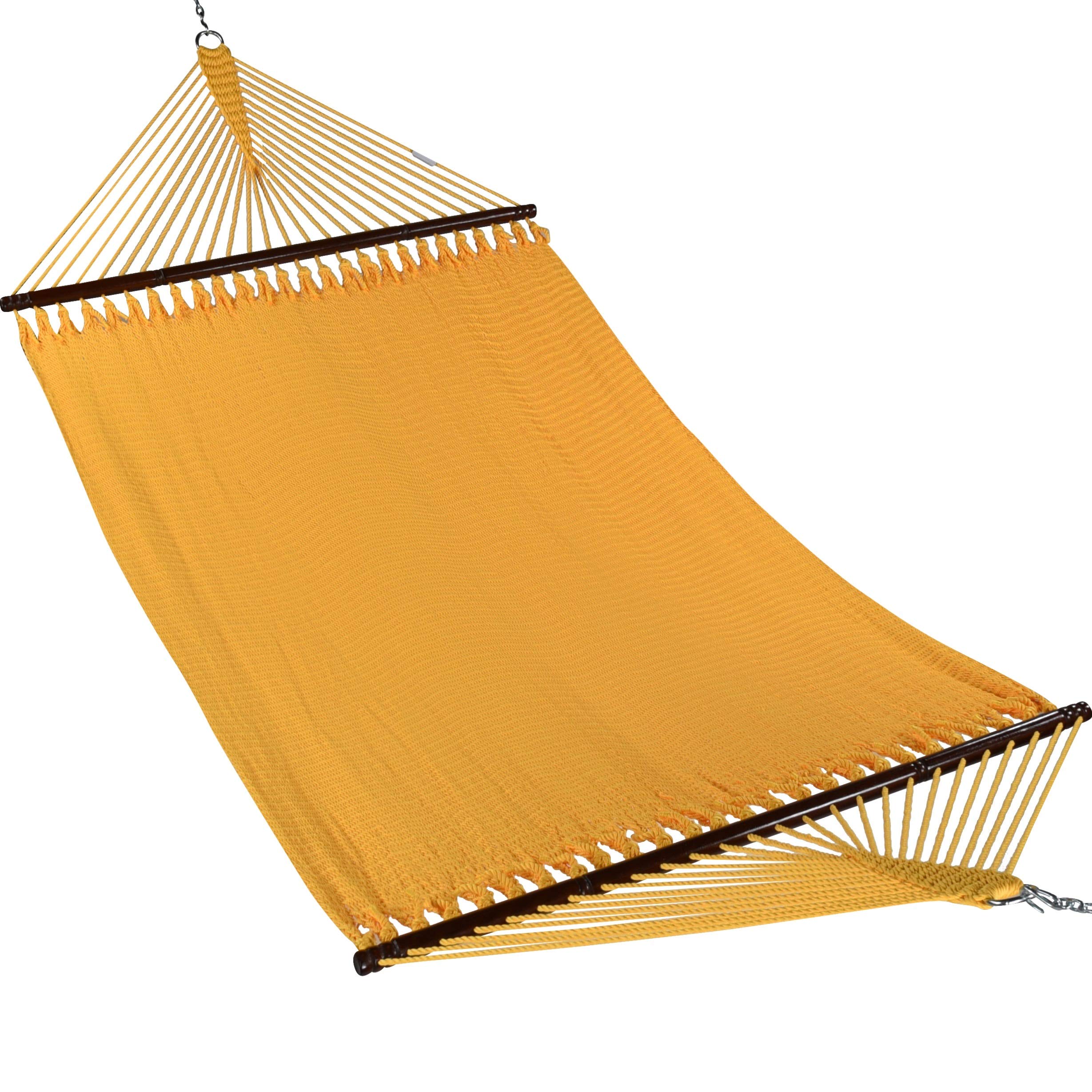 Jumbo Caribbean Hammock - 55 Inch Extra Wide - Soft-Spun Polyester Fabric - Yellow - Perfect for Backyard, Beach & Outdoor Relaxation