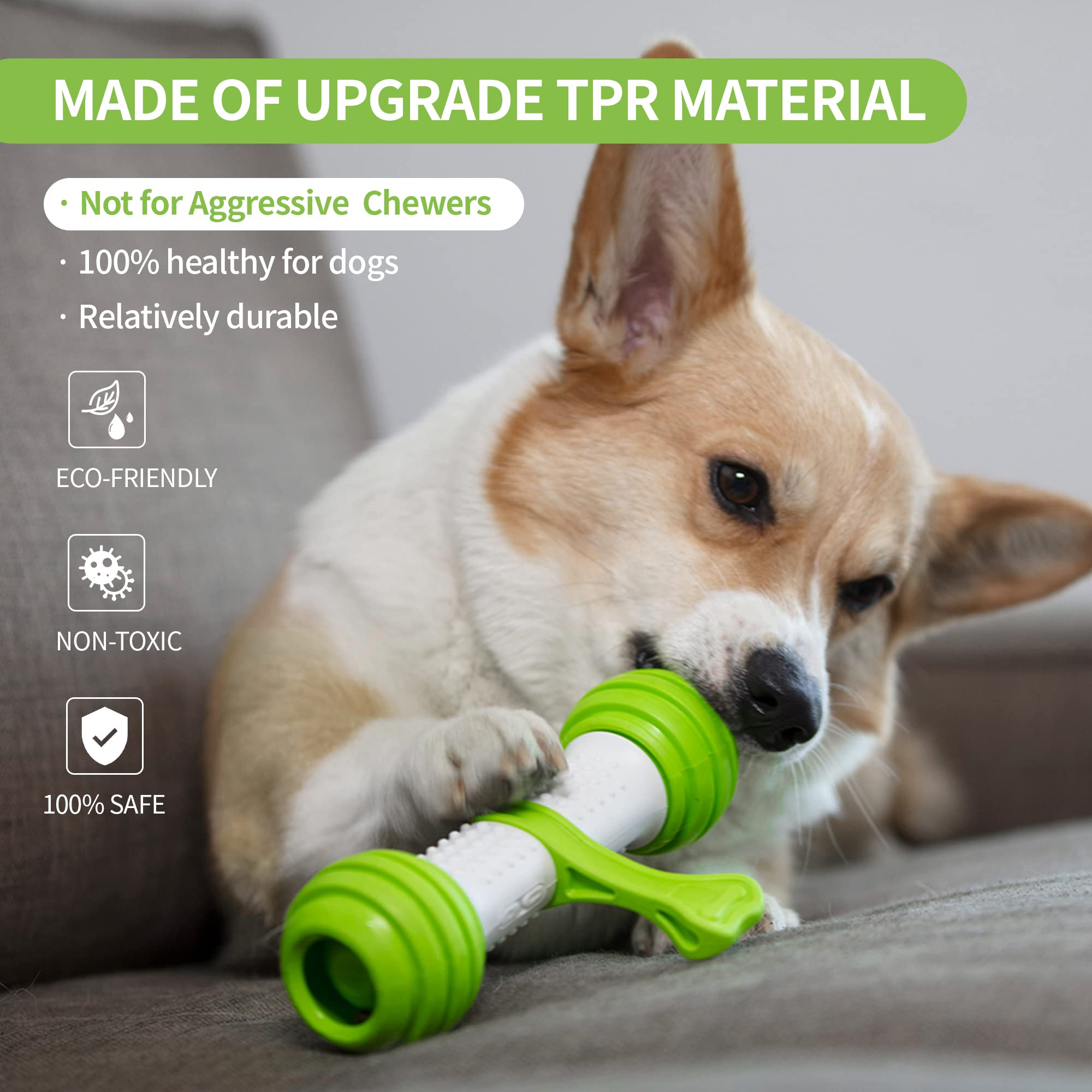 PETGEEK Interactive Dog Toys for Medium & Large Dogs - Motion Activated Electronic Dog Bone, USB Rechargeable Automatic Pet Toy to Relieve Boredom & Stimulate Play (Green) - Perfect for Indoor Play, Training & Keeping Dogs Entertained