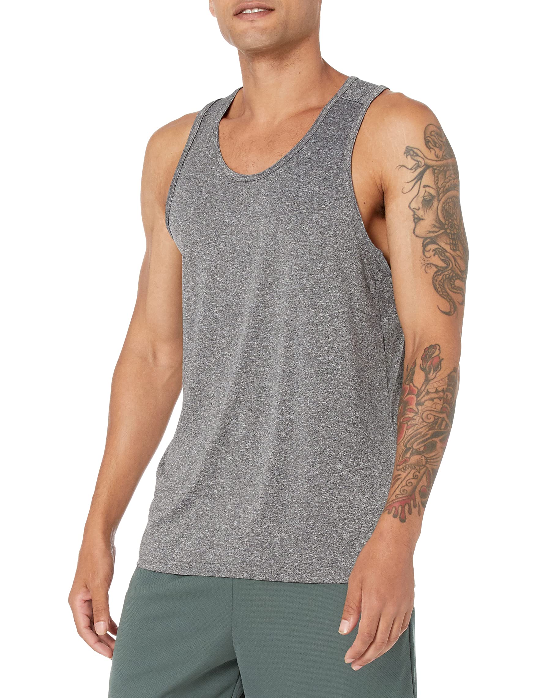 Amazon Essentials Men's Tech Stretch Tank Top - Breathable Workout Shirt for Gym, Running & Athletic Performance | Moisture-Wicking Activewear for Men