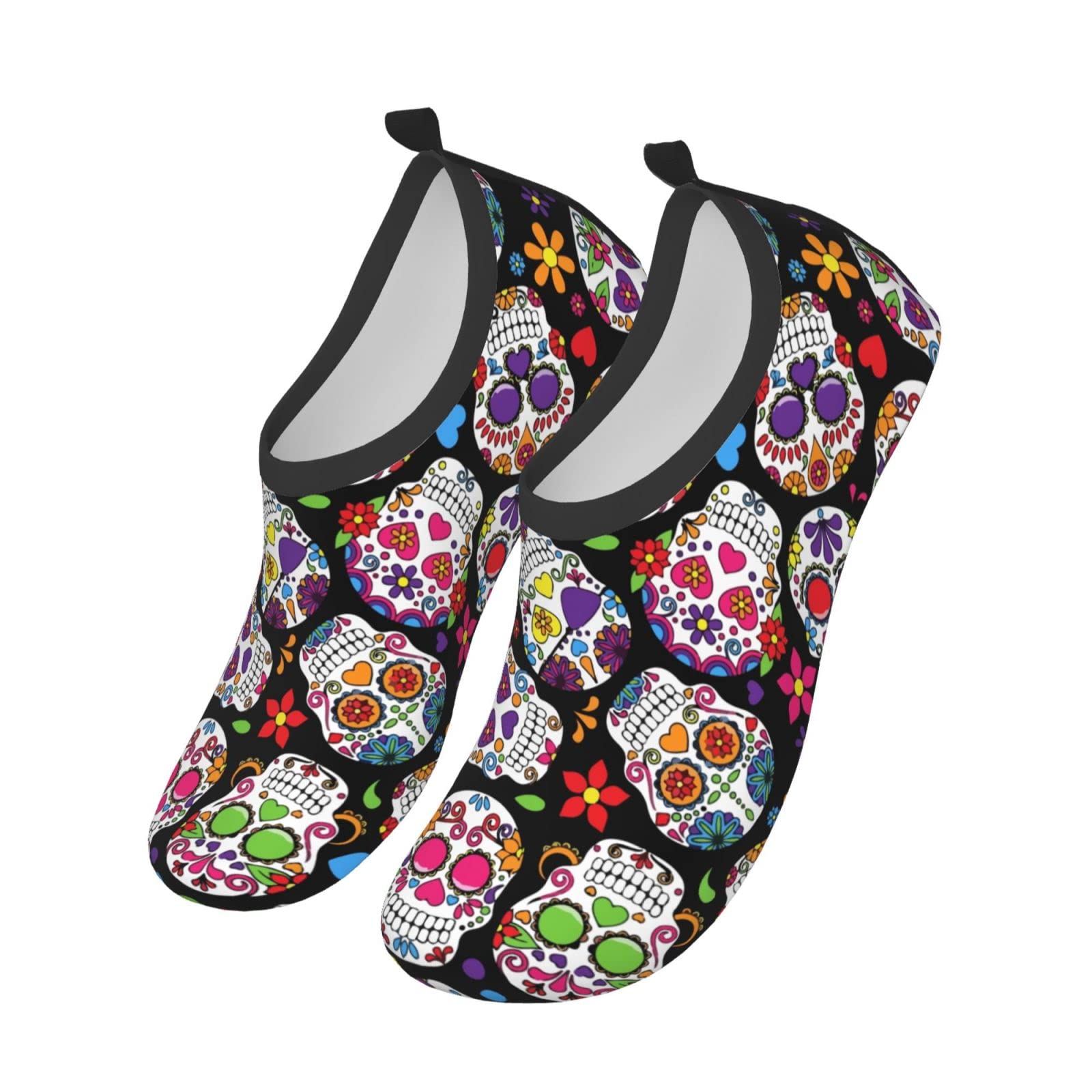 Men's & Women's Quick-Dry Water Shoes - Dead Sugar Skull Design | Barefoot Aqua Socks for Beach, Swimming, Yoga & Outdoor Activities | Flexible Slip-On Water Shoes for Pool, Surfing & Water Sports
