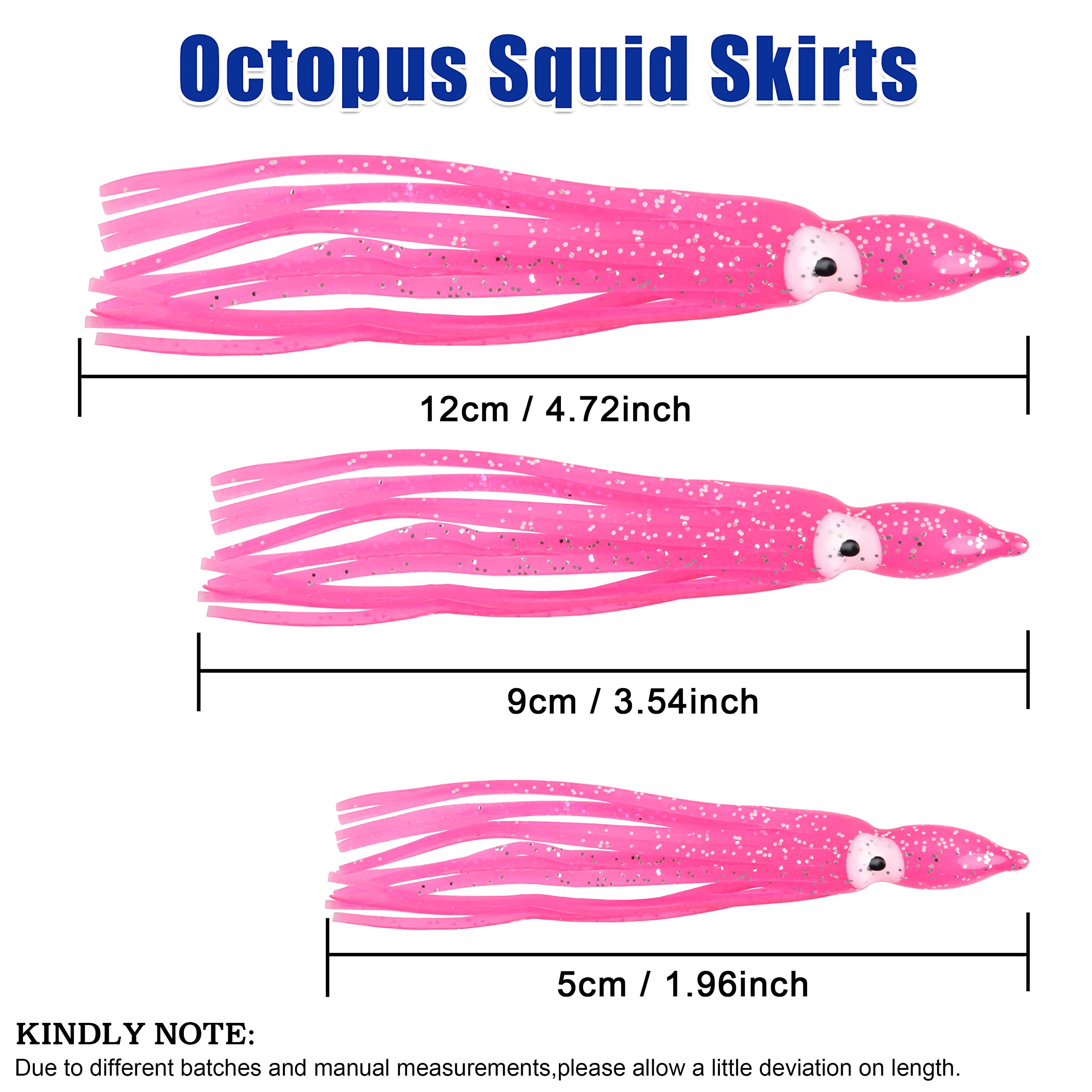 Squid Skirts Lures 50pcs - Soft Plastic Bait for Bass Salmon Trout Fishing