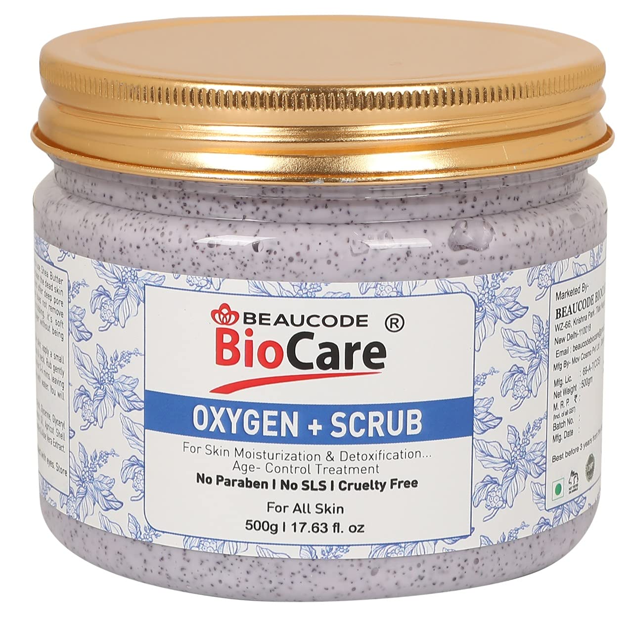 Beaucode BioCare Oxygen Face Scrub 500G - Natural Exfoliating Cleanser for Women & Men | Paraben-Free, SLS-Free, Sulfate-Free & Cruelty-Free | Gentle for All Skin Types | Deep Cleansing & Brightening | Perfect for Daily Skincare Routine