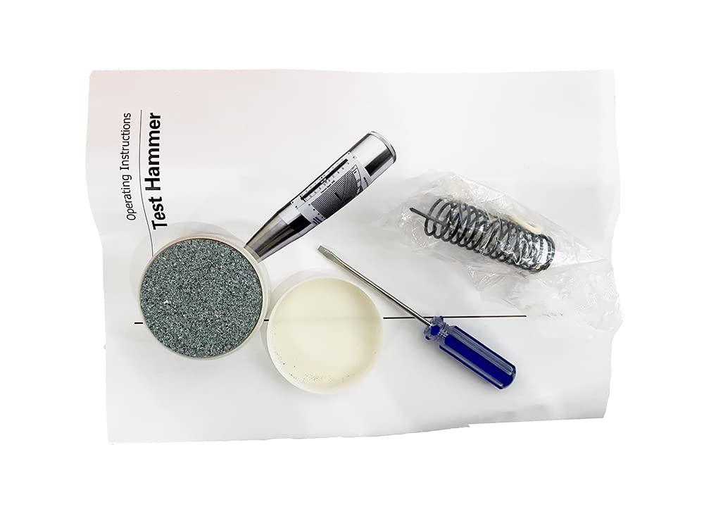 Professional Concrete Rebound Hammer Tester - Digital Concrete Strength Testing Device for Building Materials, Panels, Beams, Columns & Bridges - 20.0±0.2mm Pointer Length, 0.65±0.15N Friction - Perfect for Construction Quality Control & Structural Integrity Testing