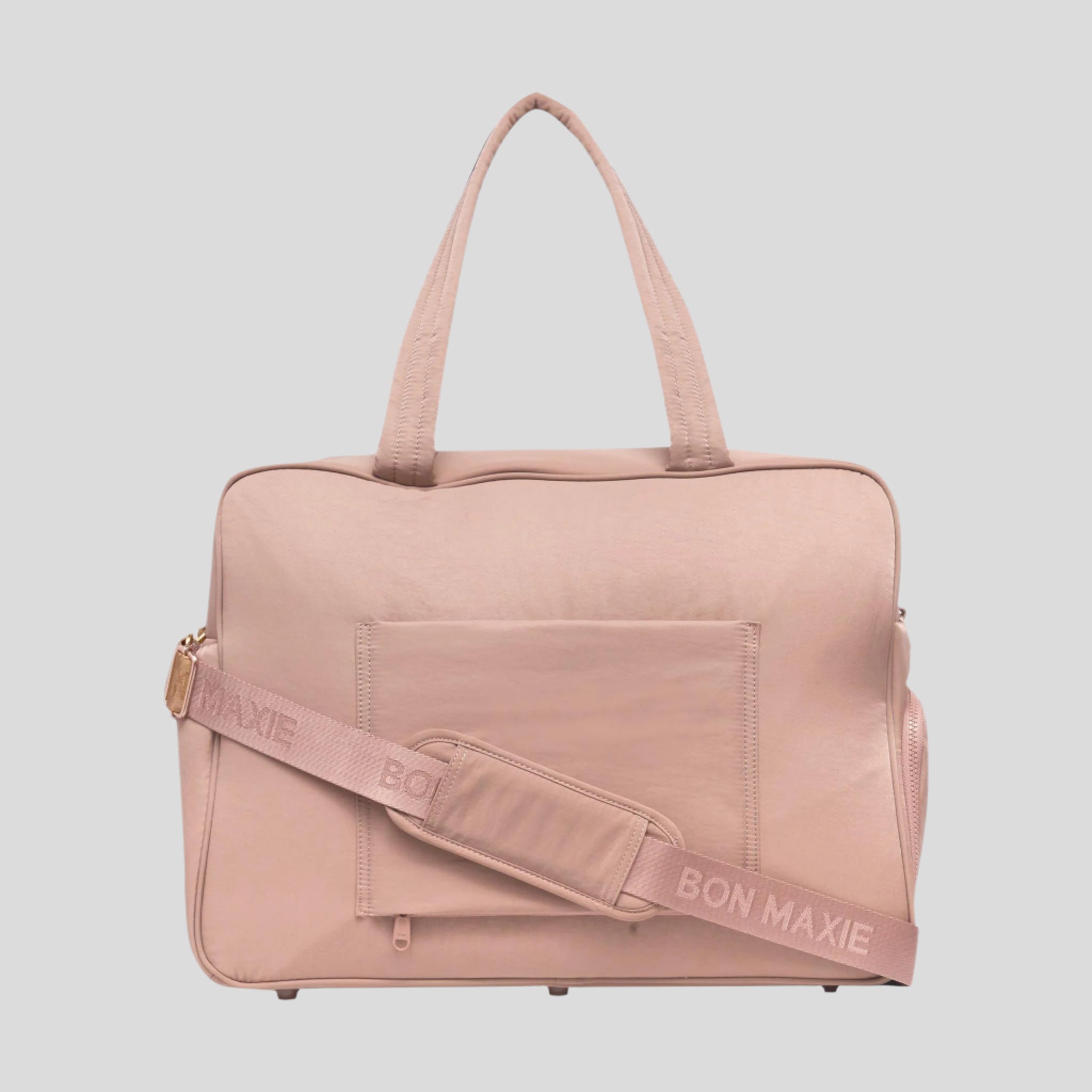 Large Weekender Nylon Duffel Bag for Travel & Gym - Lightweight Carry-On Luggage with Spacious Compartments | Perfect for Weekend Getaways, Business Trips & Sports Gear (Milk Tea Color)