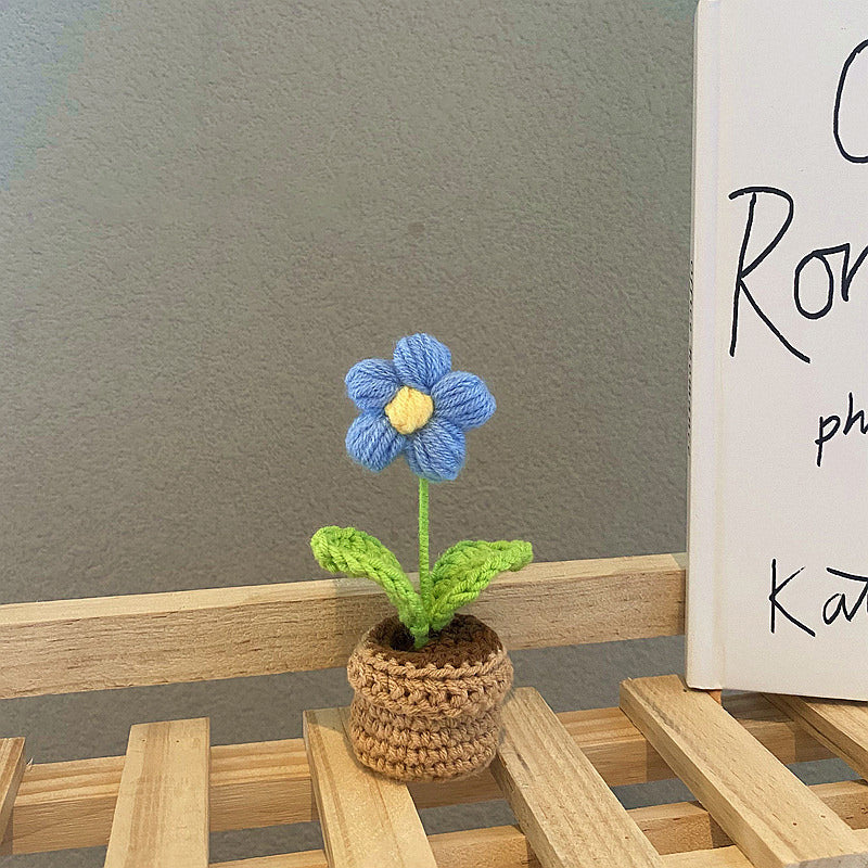 Handmade Crochet Mini Potted Flowers - Small Decorative Artificial Plants for Home, Office, Wedding Decor - Perfect for Table Centerpieces, Shelf Displays & Gift Giving