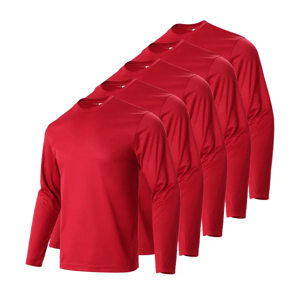 5 Pack Men's Long Sleeve T-Shirts - Soft Cotton Crew Neck Casual Shirts for Everyday Wear | Office, Gym, Travel & Outdoor Activities