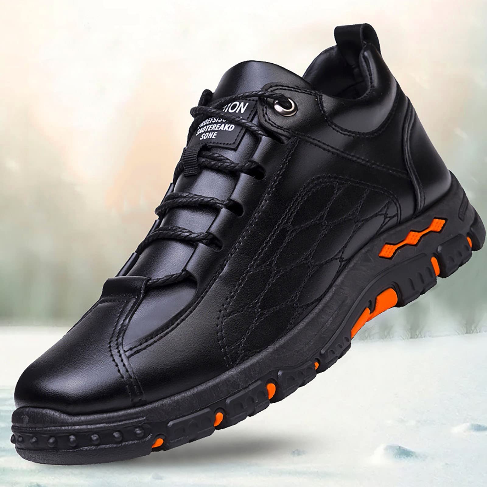 **Men's Leather Hiking Shoes - Non-Slip Lace-Up Trekking & Outdoor Shoes for Mountain, Camping, Trail Running & Biking - Durable Ankle Support for Adventure & Daily Use**