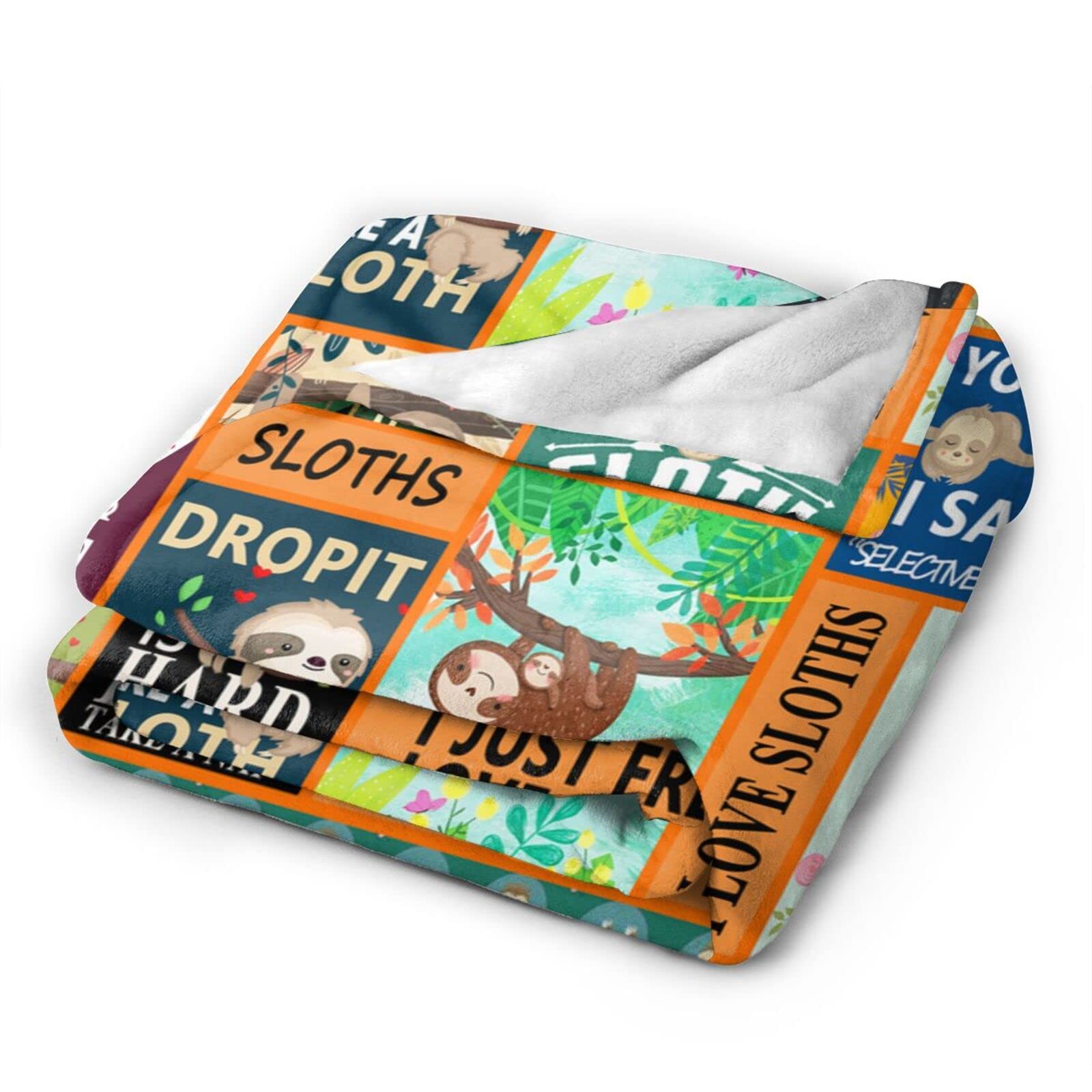 Super Soft Sloth Flannel Throw Blanket - Warm Cozy Blanket for Couch, Sofa & Bed - Perfect Gift for Kids & Adults - Ideal for Movie Nights, Camping & Winter Snuggles