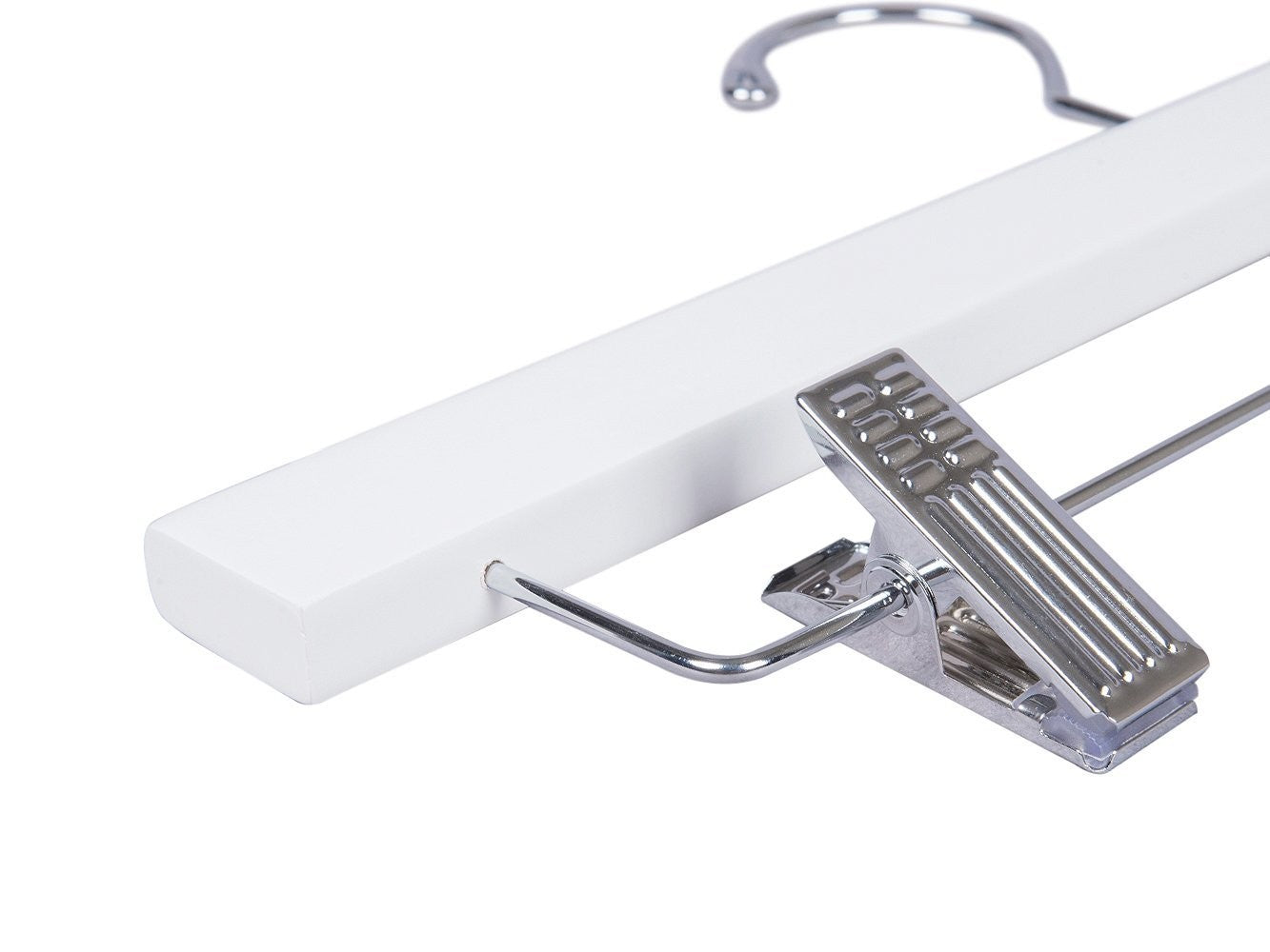 White Wooden Pant & Skirt Hanger - Space Saving Closet Organizer for Pants, Skirts, Trousers - Perfect for Home, Office, and Retail Store Display