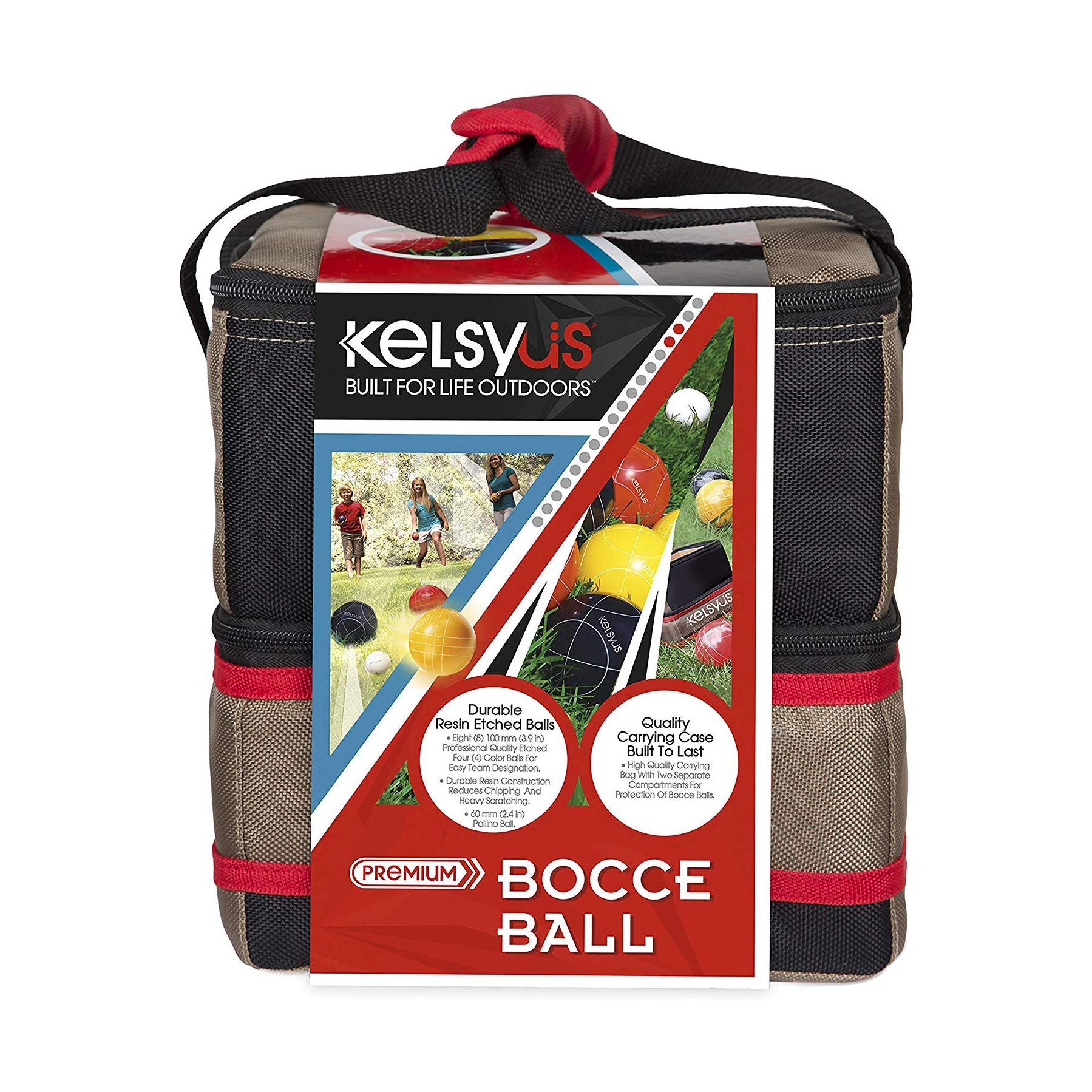 Premium Bocce Ball Set - Outdoor Lawn Game for Adults & Kids - Durable 90mm Resin Balls with Carrying Case - Perfect for Backyard, Beach, Picnic & Tailgating Parties