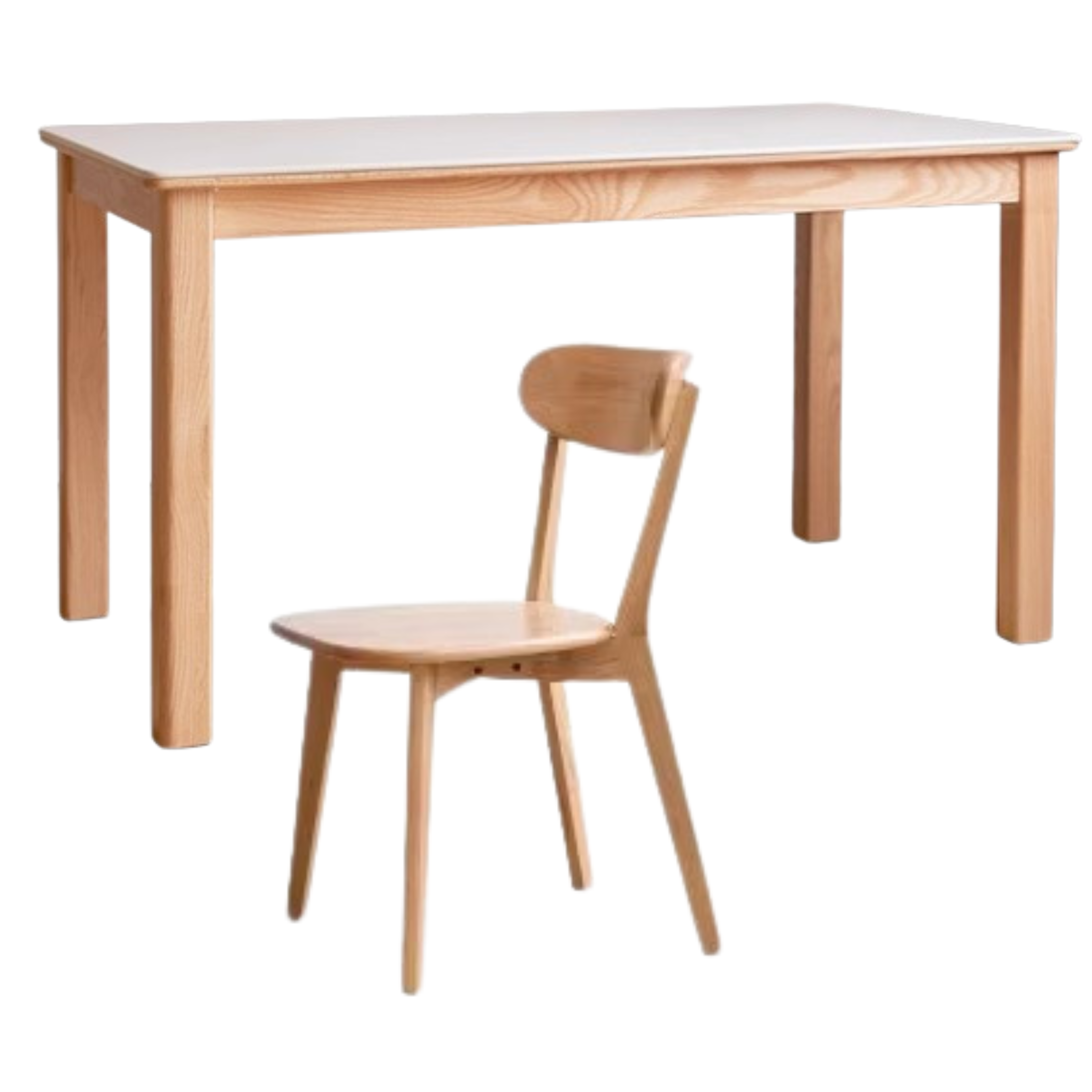 Solid Oak & Beech Wood Modern Slate Dining Table - Farmhouse Style Kitchen & Dining Room Furniture for Family Gatherings