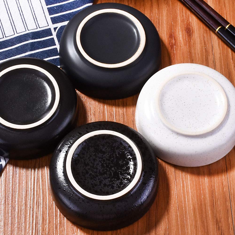 Vintage Japanese Soy Sauce Dish Set - 4 Ceramic Dipping Bowls for Sushi, Salad, Seasoning & Spices | Perfect for Asian Cuisine, Home Dining & Restaurant Use