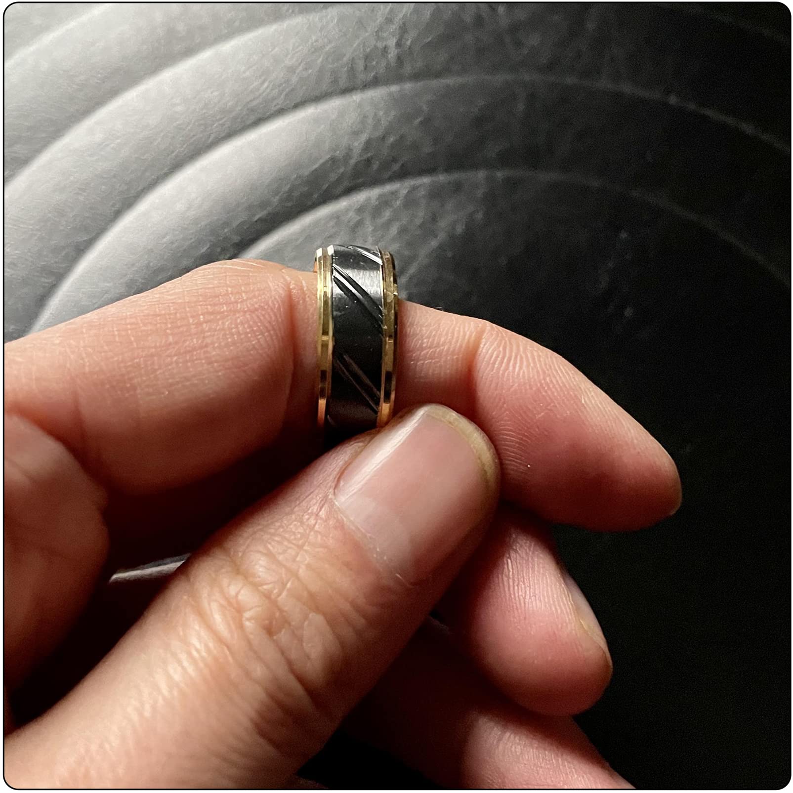 Stylish Black Gold Stainless Steel Band Ring for Men & Women - Perfect for Weddings, Anniversaries, and Everyday Fashion Accessories