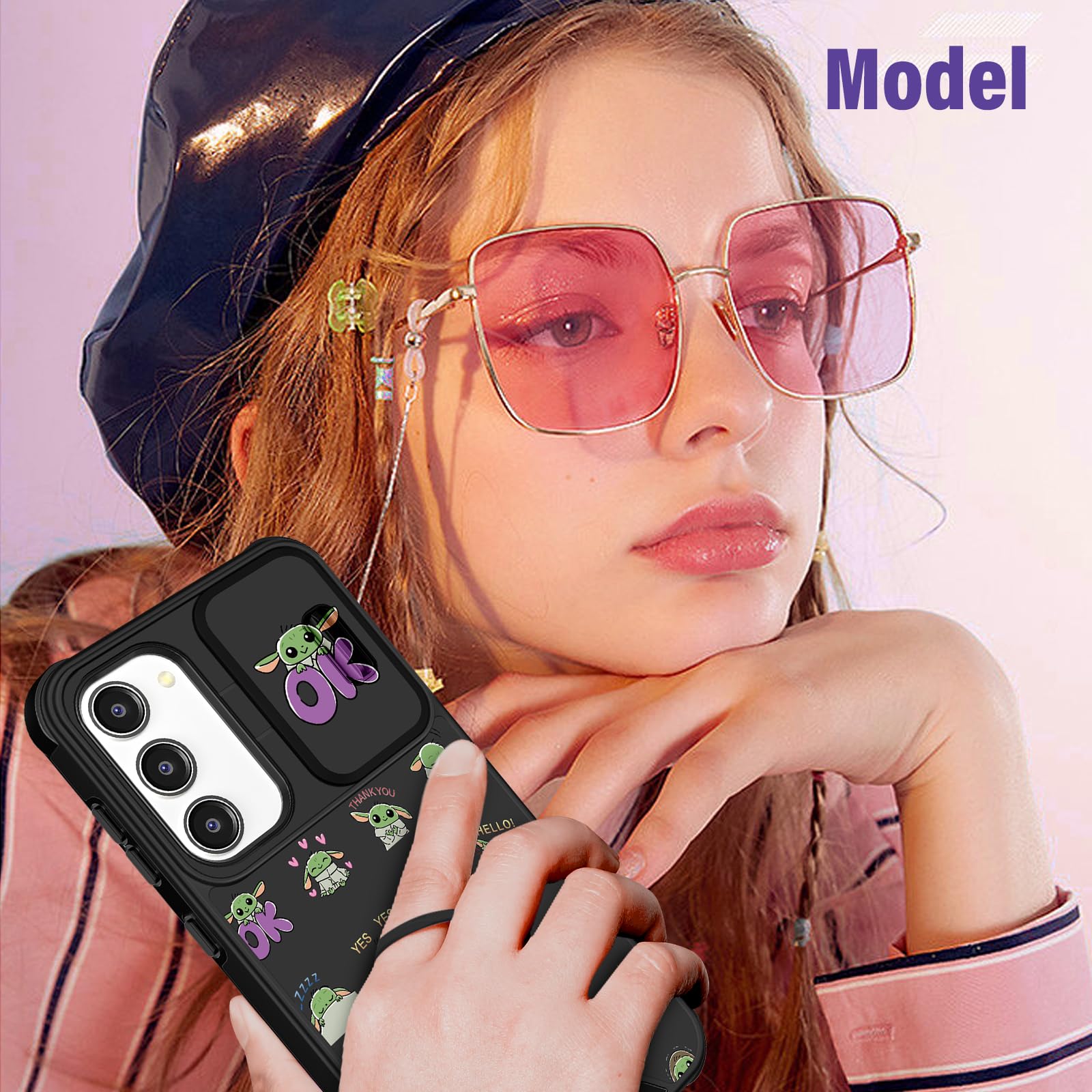 Qerrassa Samsung Galaxy S23 Case - Cute Cartoon Protective Phone Cover for Women with Camera Cover & Ring Stand | Shockproof & Durable Design | Perfect for Daily Use, Travel & Work