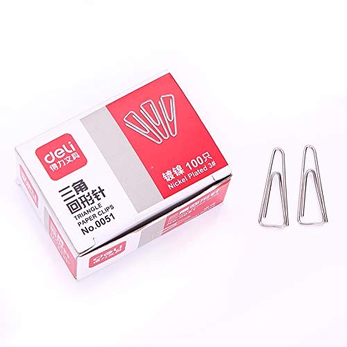 Nickel Plated 3# Triangle Paper Clips - 100pcs Metal Clips for Office, School & Crafting - Occus 0051 Occus Clips - Organize Documents, Photos & DIY Projects