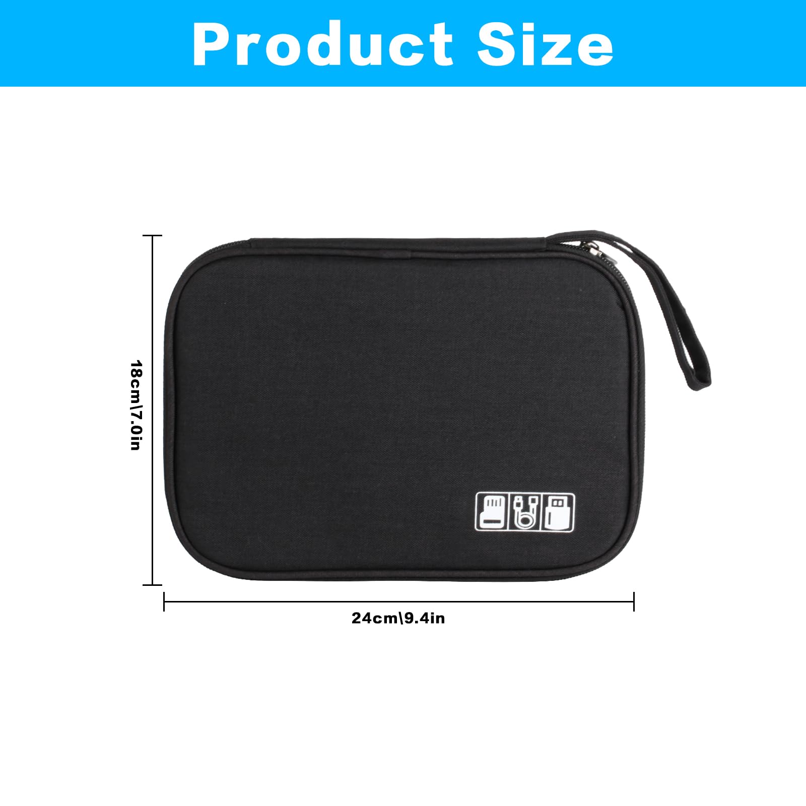 Premium Travel Cable Organizer Bag - Waterproof Electronics Accessories Case for Chargers, USB Drives, SD Cards & Hard Disks | Compact Cord Management Solution for Business Trips, Vacations & Daily Commute