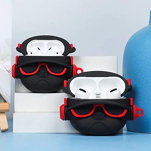 Soomio Soft Silicone AirPods Pro (2019) Case - Cute Cartoon Bulldog Design with 360° Protection & Keychain (Hip Hip Red) - Perfect for Gym, Travel & Daily Use