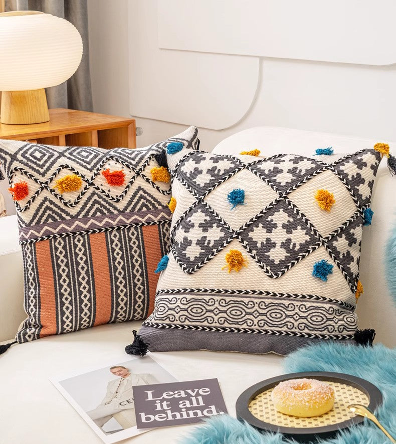 Modern Geometric Throw Pillows - Oriental Square Couch Pillows for Living Room Decor, Bohemian Style Decorative Sofa Pillows | Perfect for Home Decor, Accent Seating & Cozy Living Room Styling