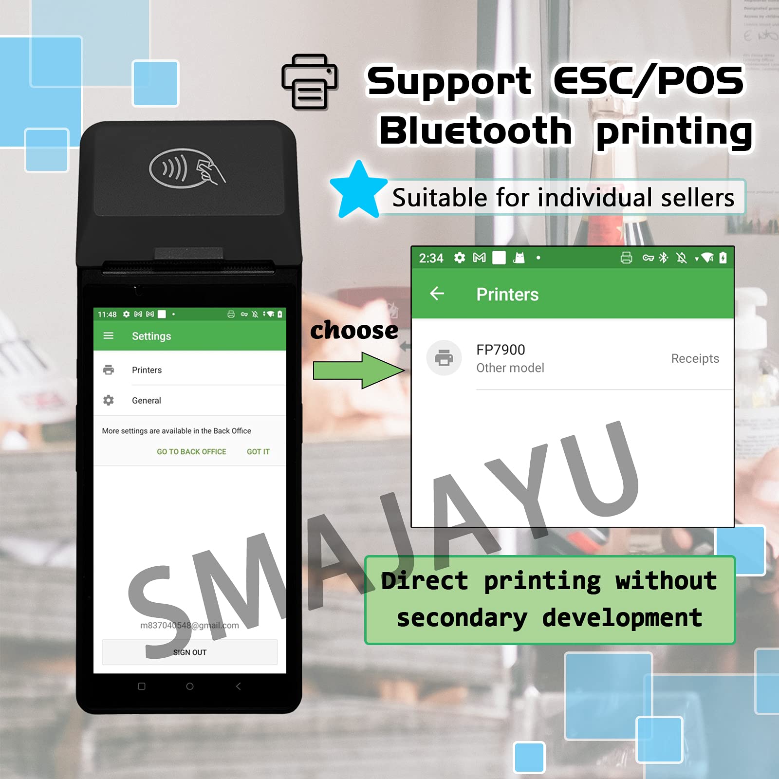 Portable Handheld POS Terminal with Thermal Receipt Printer - Android 10 OS, NFC Reader, WiFi & Bluetooth - Ideal for Small Business Retail & Sales Support | Compatible with Google Play | Perfect for On-the-Go Transactions, Mobile Payments & Store Checkouts