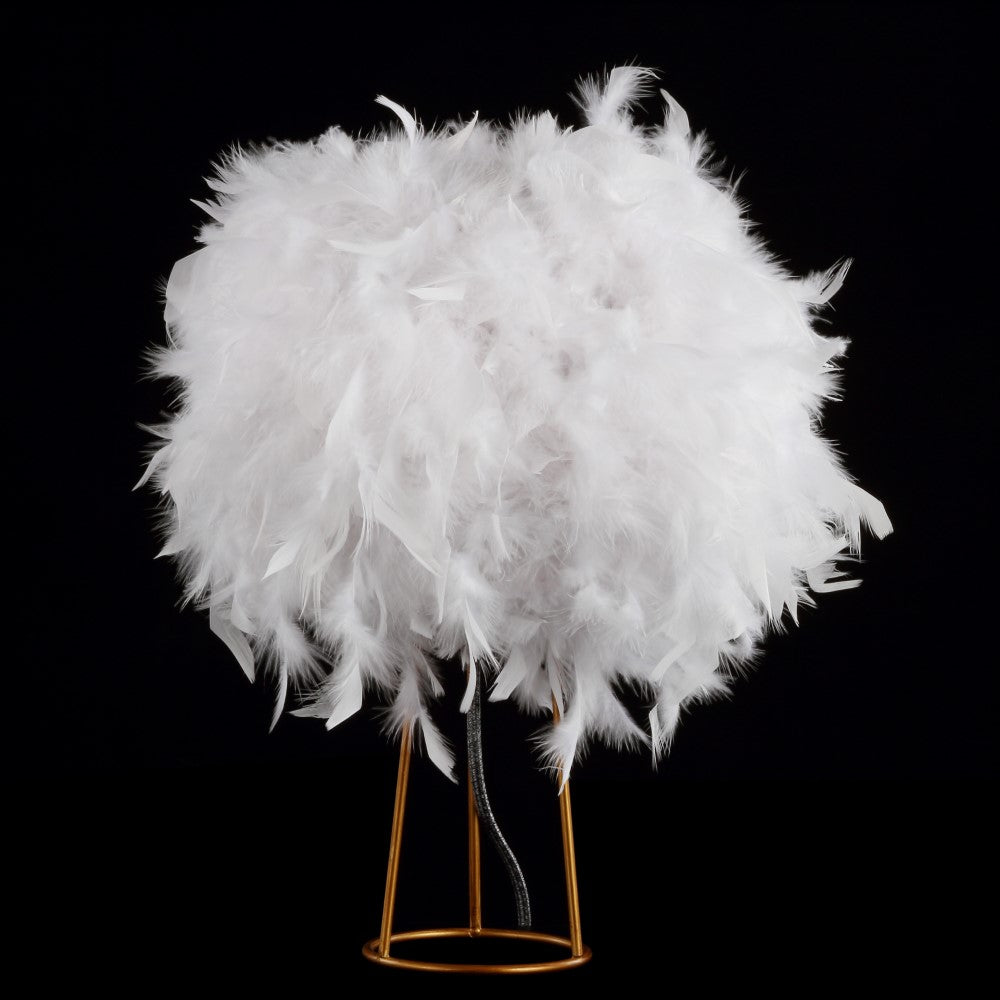 Stork 16 Feather Metal LED Table Lamp - Modern Decorative Lighting for Bedroom, Living Room & Office - Warm White Light, Adjustable Brightness, Energy Efficient