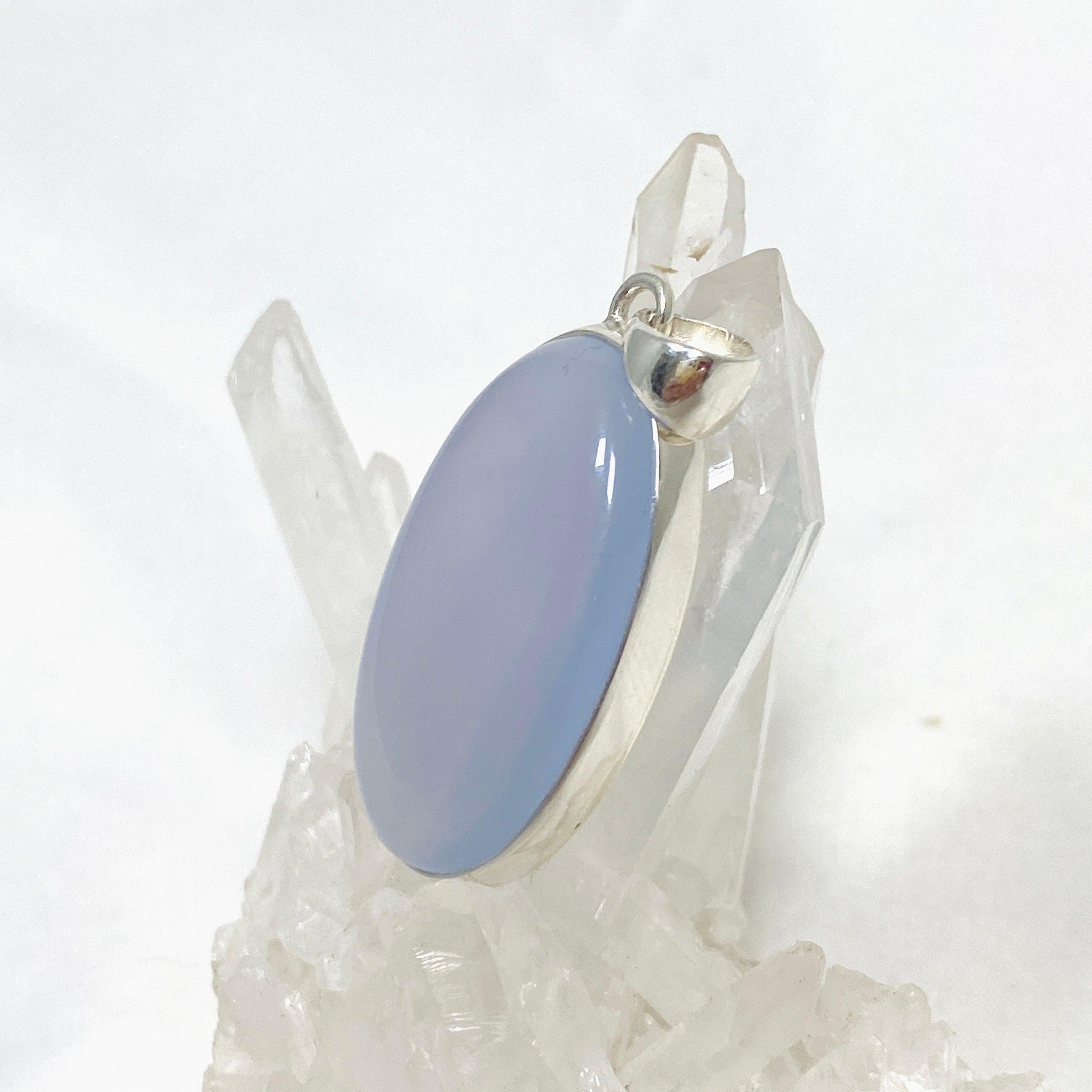 Blue Chalcedony Oval Pendant Necklace KPGJ4470 - Elegant Gemstone Jewelry for Women, Perfect for Weddings, Parties & Everyday Wear