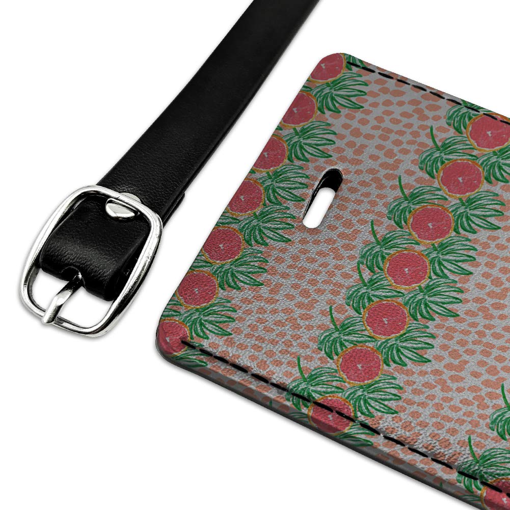 Stylish Grapefruit & Leaves Design Leather Luggage Tag - Rectangle Carry-On ID Tag for Suitcases, Bags & Backpacks | Perfect for Travel, Business Trips & Vacation Identification