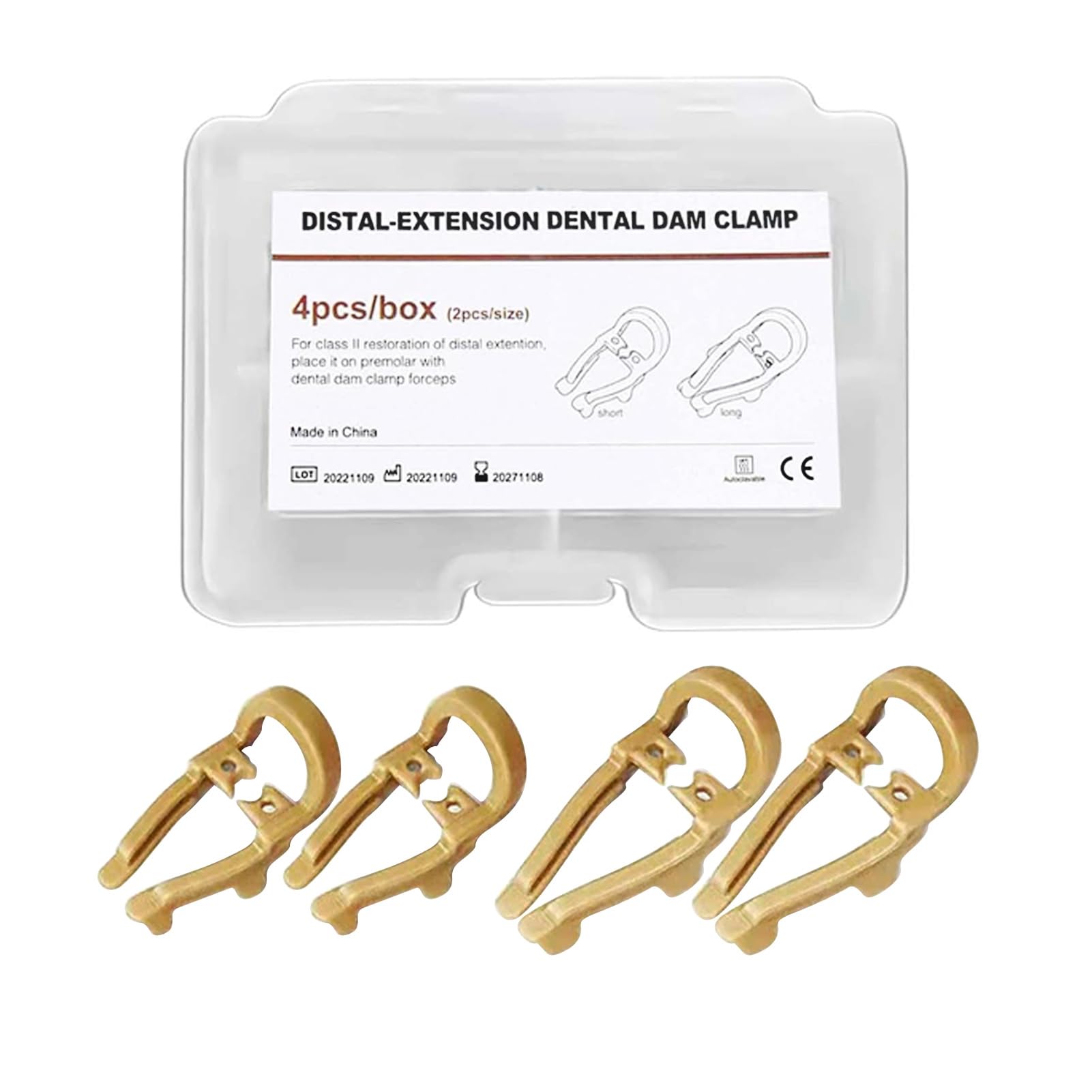 4Pcs Dental Distal Rubber Dam Clamps - Professional Resin Rubber Dam Clips for Premolars | Soft Barrier Clamps for Dental Procedures | Ideal for Teeth Repair, Root Canals & Dental Isolation
