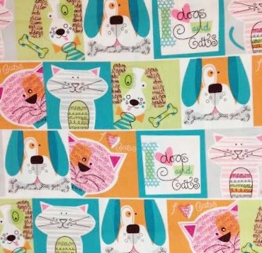 1 Yard - I Heart Cats & I Heart Dogs Cotton Fabric for Quilting, Sewing & DIY Crafts - 44
