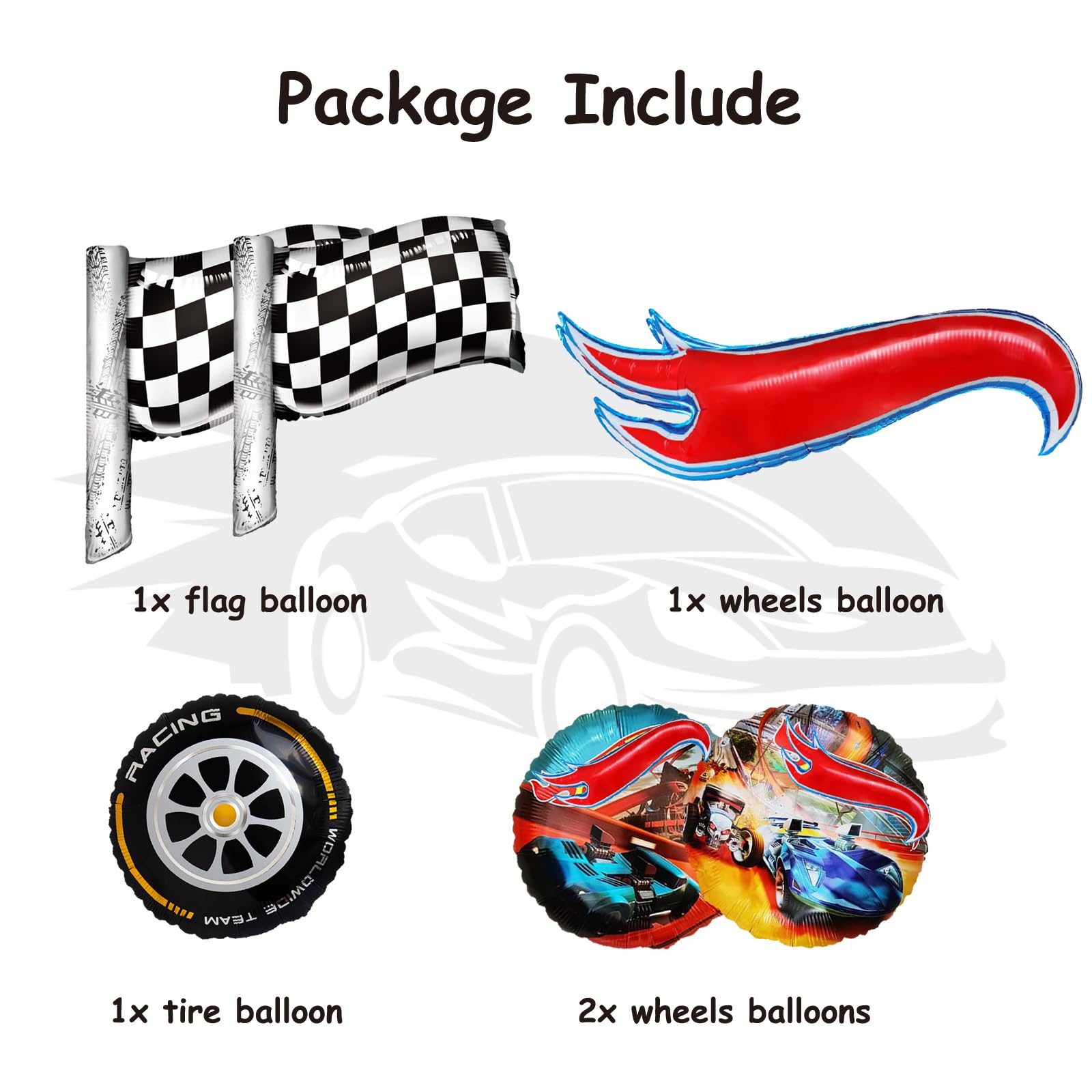 Hot Race Car Balloons 6Pcs - Car Themed Birthday Party Decorations for Boys, Kids Race Car Party Supplies - Perfect for Birthday Decor, Baby Showers & Themed Celebrations