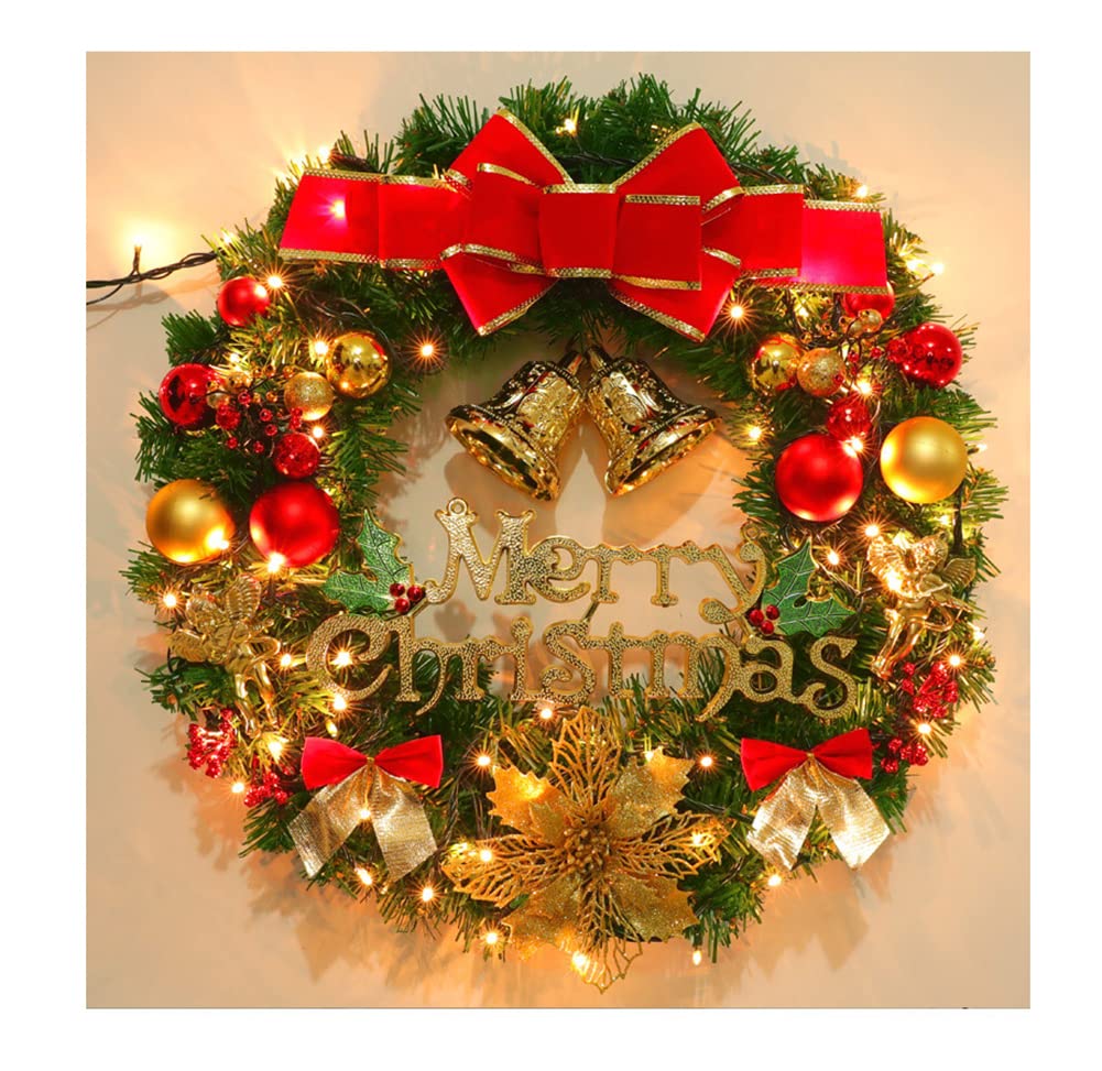 SY-Home 32-Inch LED Christmas Wreath - Artificial Holiday Door Decor with Lights for Wall Hanging, Tree & Garland Decorations - Perfect for Indoor/Outdoor Xmas Home, Office & Party Decor