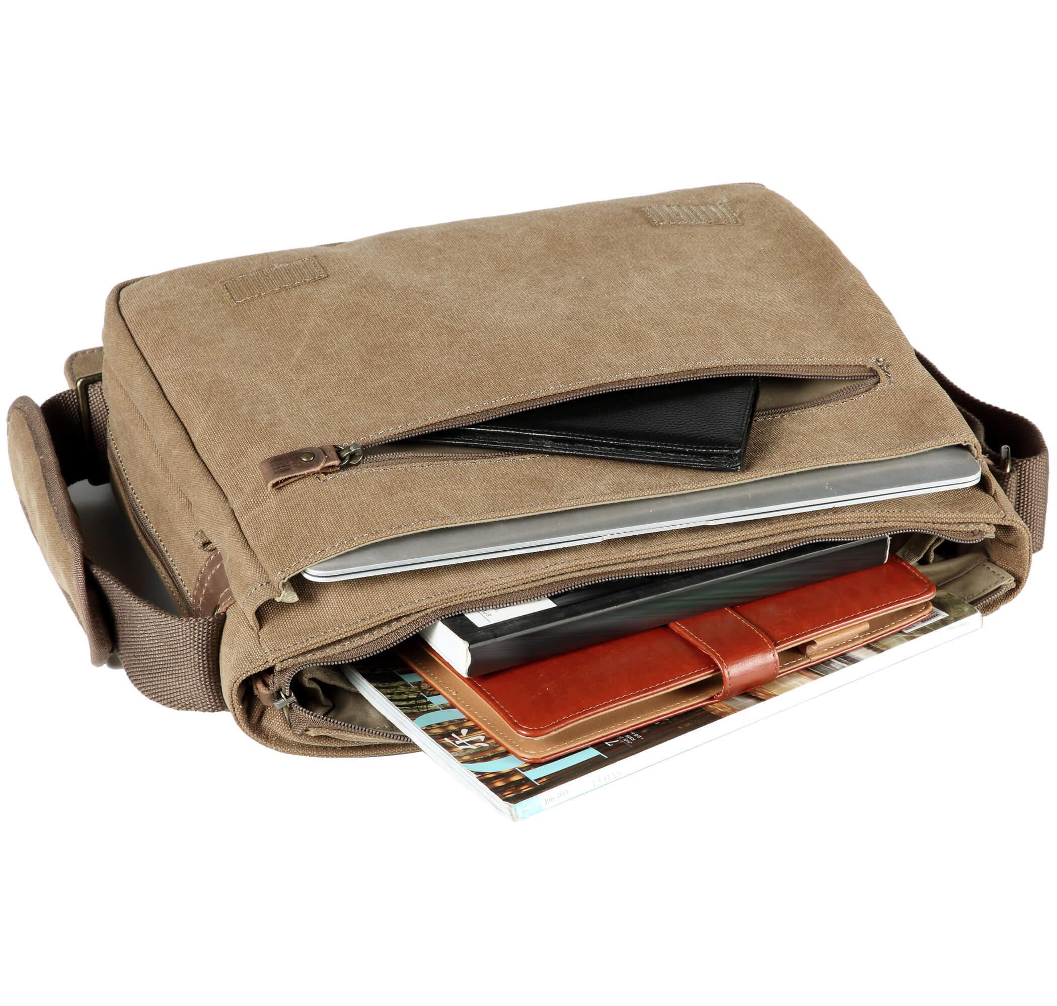 TRP0240 Troop London Classic Canvas Laptop Messenger Bag 16.5 Inch - Stylish Work & College Commuter Bag for Men & Women