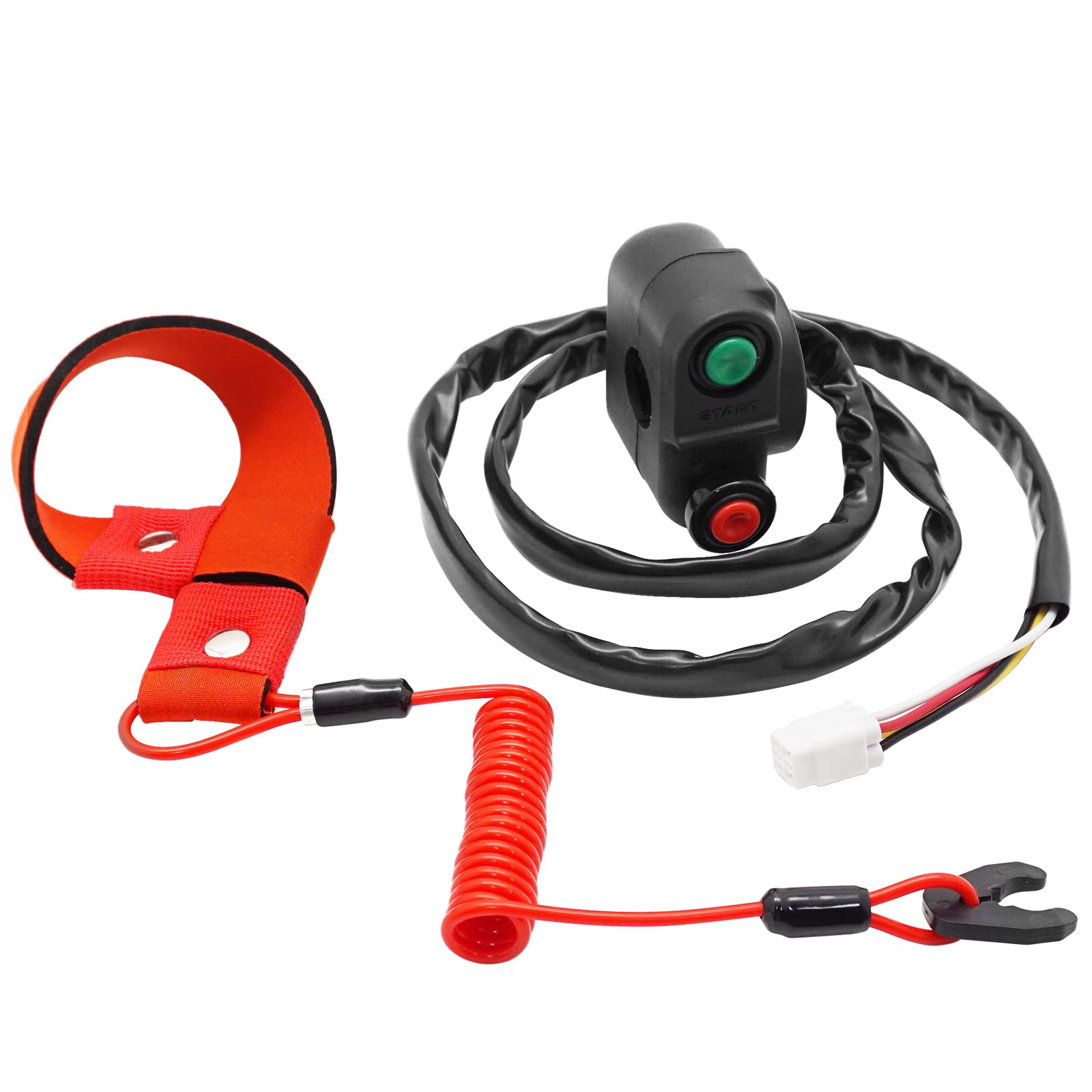 Kawasaki JT900 JT1100 JT1200 JT1500 Start Stop Switch & Safety Tether Lanyard - Compatible with 900STX, 900STS, 1100STX, 1200STX-R, STX-12F, STX-15F, Ultra 250X/260X/260LX/LX, STX160 - Perfect for Jet Ski Safety and Emergency Shutoff