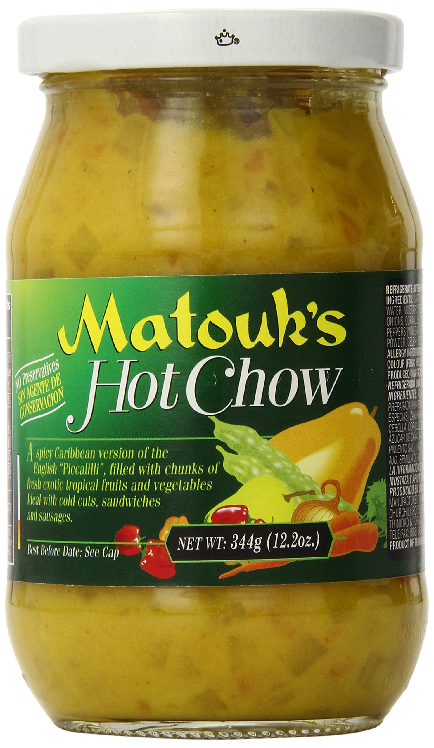 Matouk's Hot Chow Hot Sauce - 12.2 oz Bottle | Spicy Caribbean Flavor for Tacos, Wings & Grilling | Premium Gourmet Hot Sauce for Cooking & BBQ