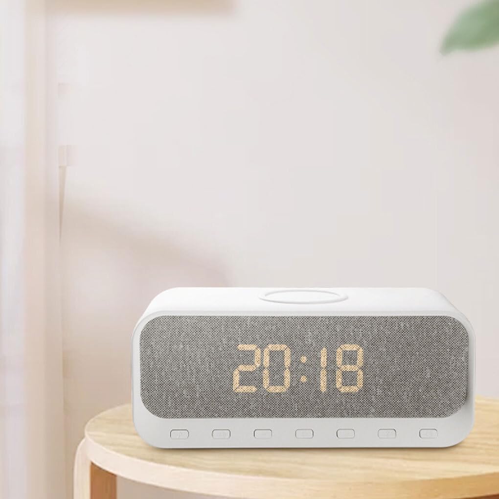 Portable Bluetooth Radio with Wireless Charging & Alarm Clock - Multifunctional Desktop Speaker for Music Lovers | Perfect for Bedroom, Office & Travel Use