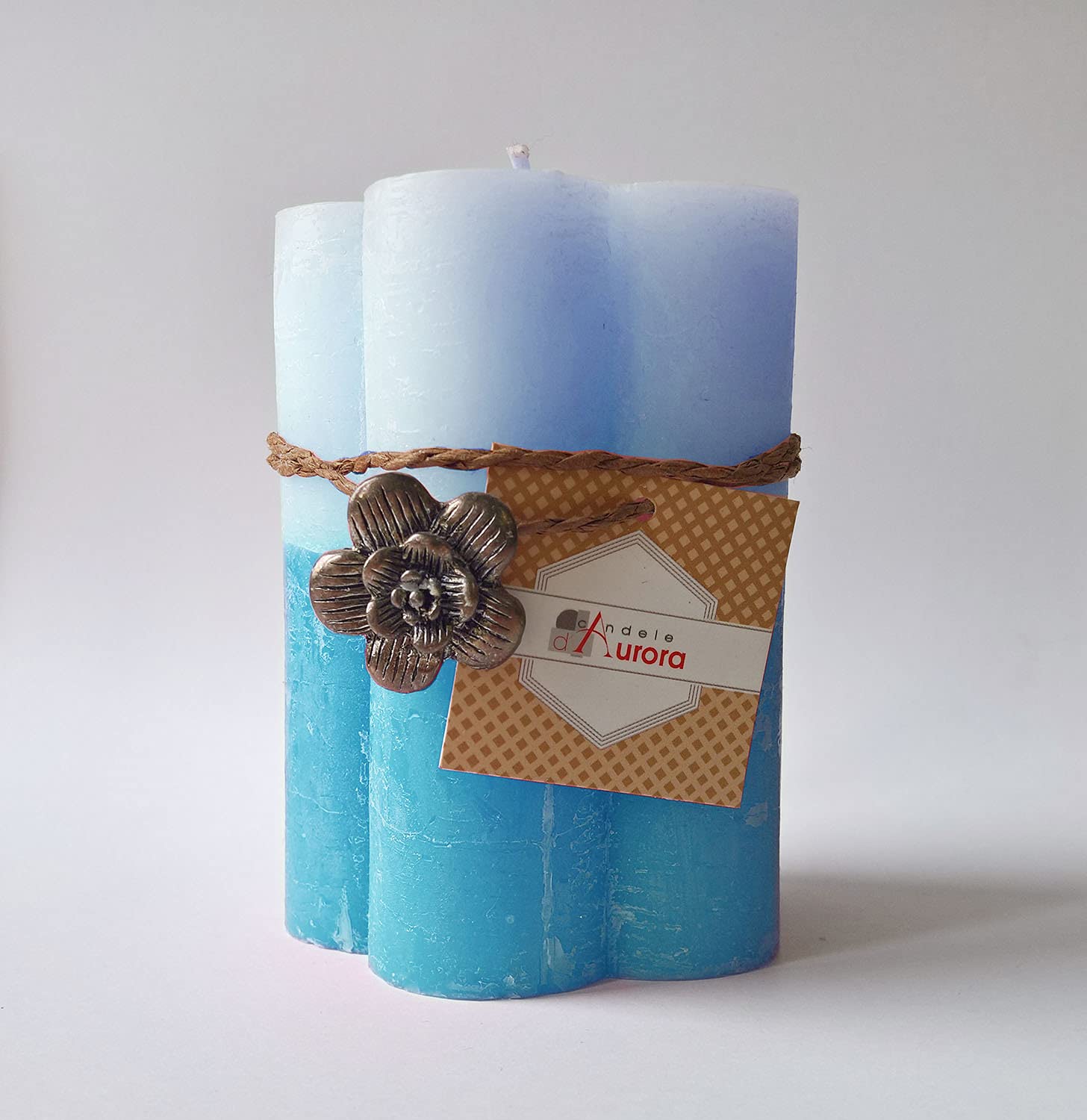 Aurora Janet Cero Flower Shaped Blue Wax Candle - 7.5 x 7.5 x 10.2 cm - Perfect for Home Decor, Romantic Dinners & Relaxation