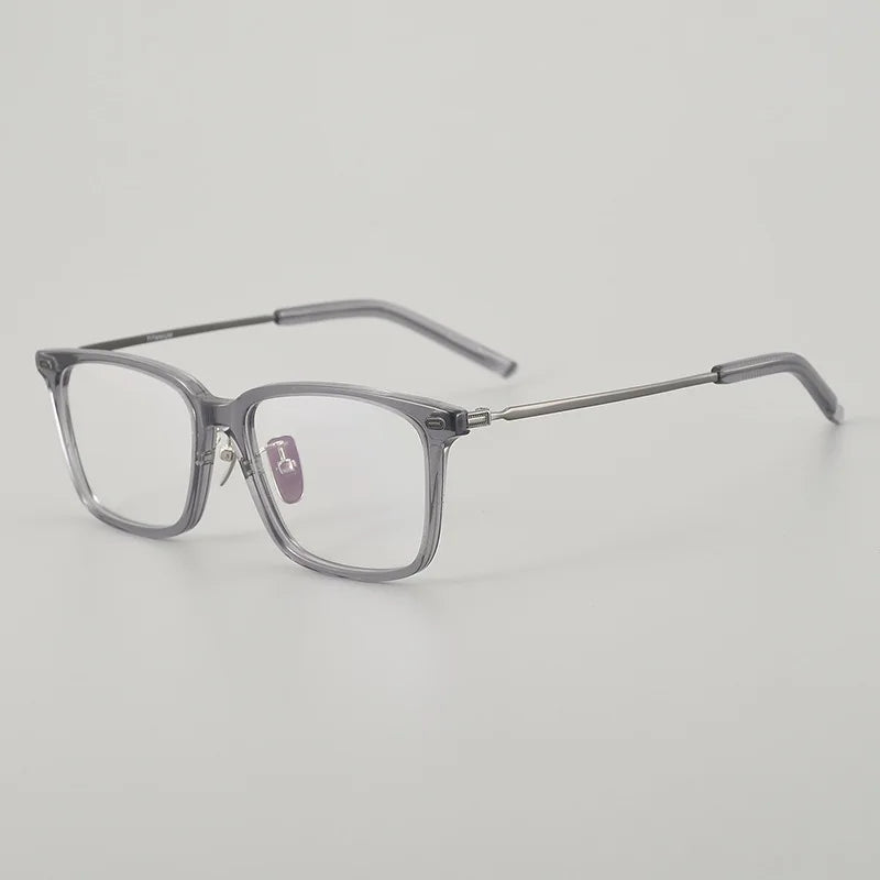 Stylish Unisex Black Acetate & Titanium Square Full Rim Eyeglasses (85mm) - Perfect for Work, Reading & Fashion Accessories